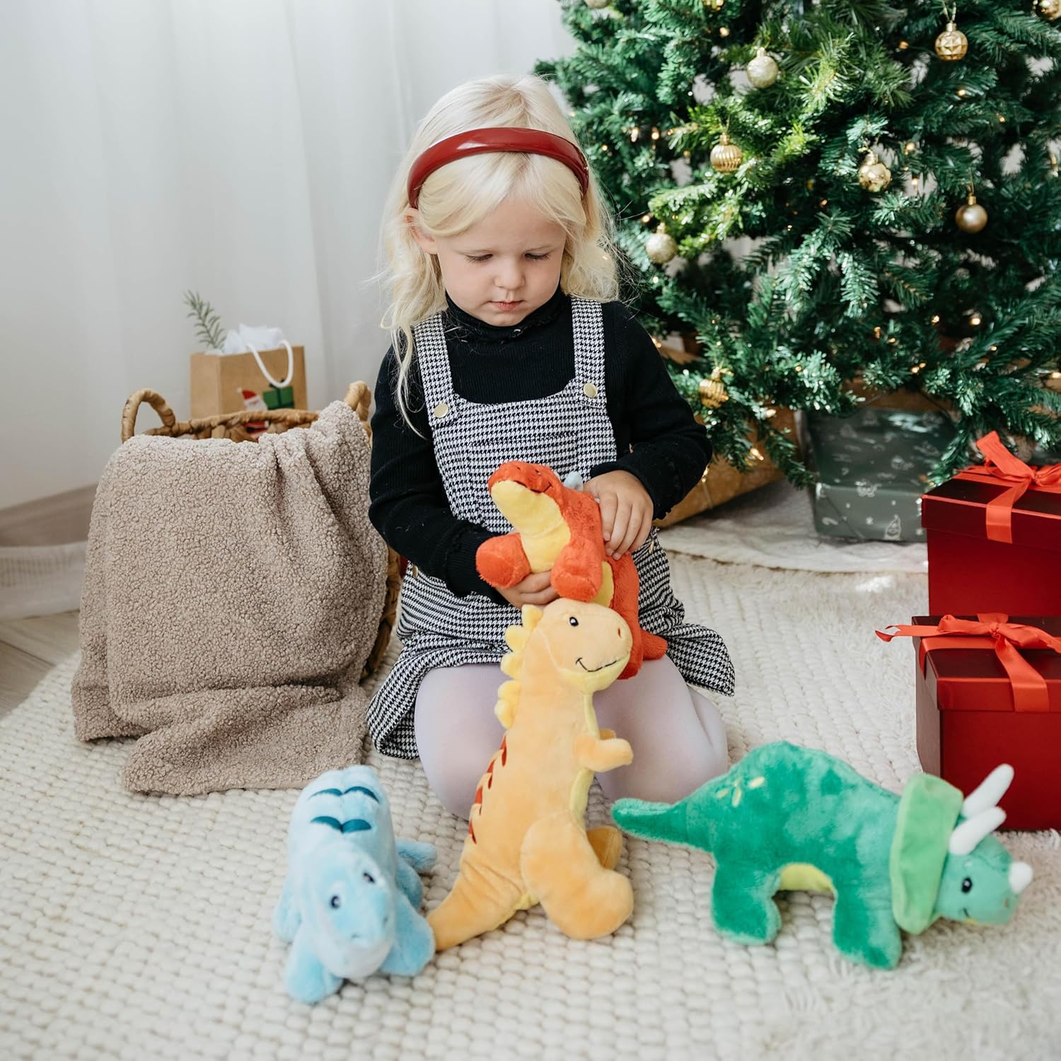 The Petting Zoo Baby Stegosaurus Stuffed Animal Plushie, Dinosaur Animals, ZOOLOGEE Red Dinosaur Plush Toy 11 inches - Image 7