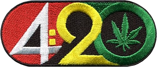 420 Logo Marihuana Pot Leaf Cannabis Weed Ganja 420 Bordado Applique Hierro-en Parche S-1573