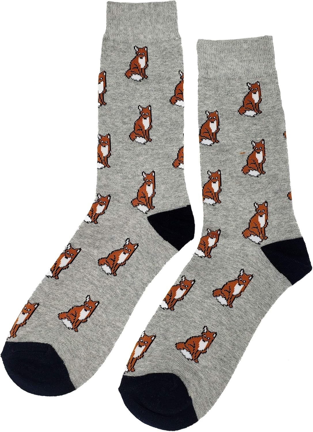 Fox Dress Socks Funny Novelty Crazy Fun Design Men Size 8-12 Cotton Casual Crew Colorful Funky Gift for Men