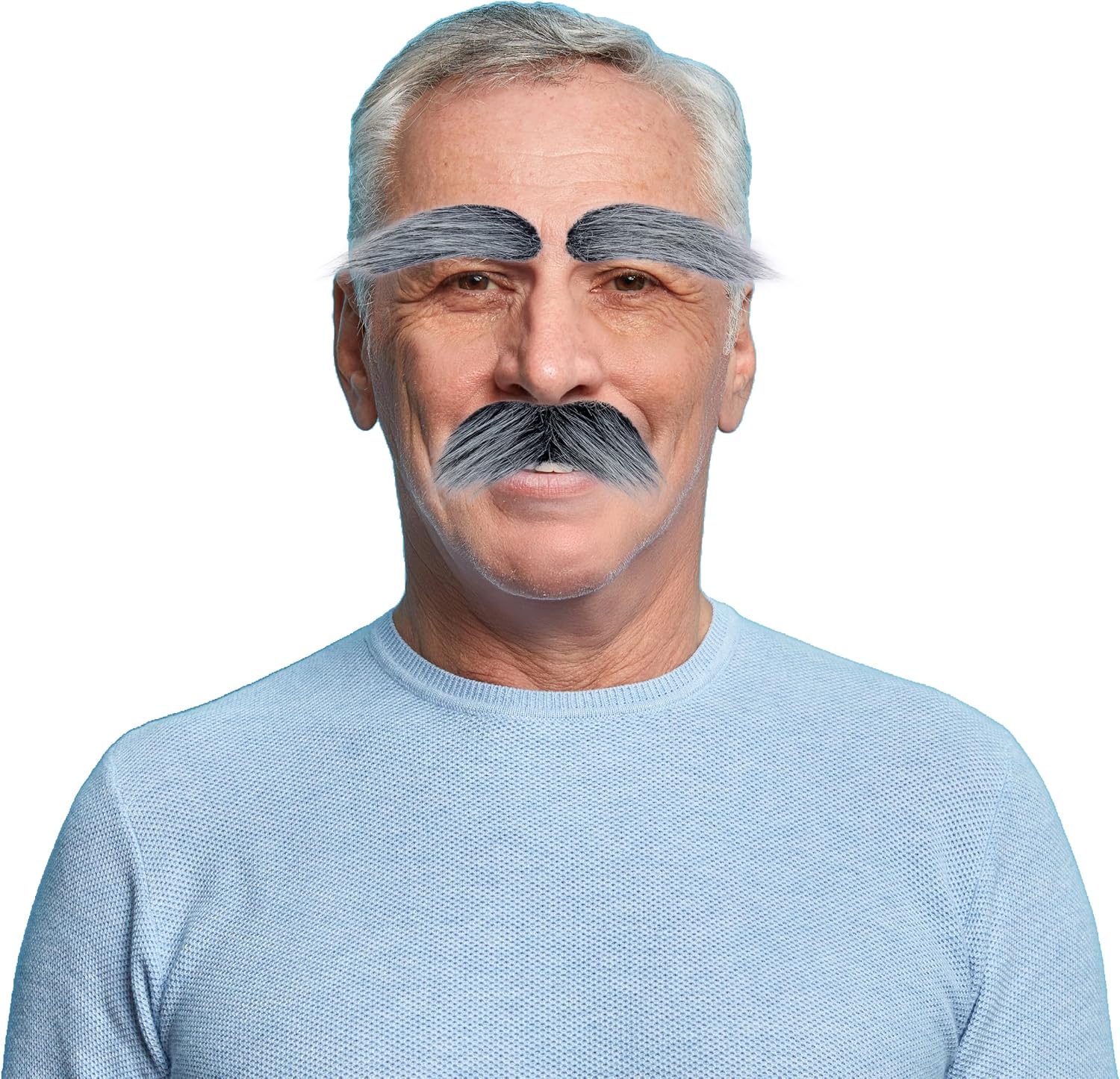 Cosplay Fake Mustache and Eyebrow Set for Adult Fake Beard Novelty Stick On Fake Mustaches
