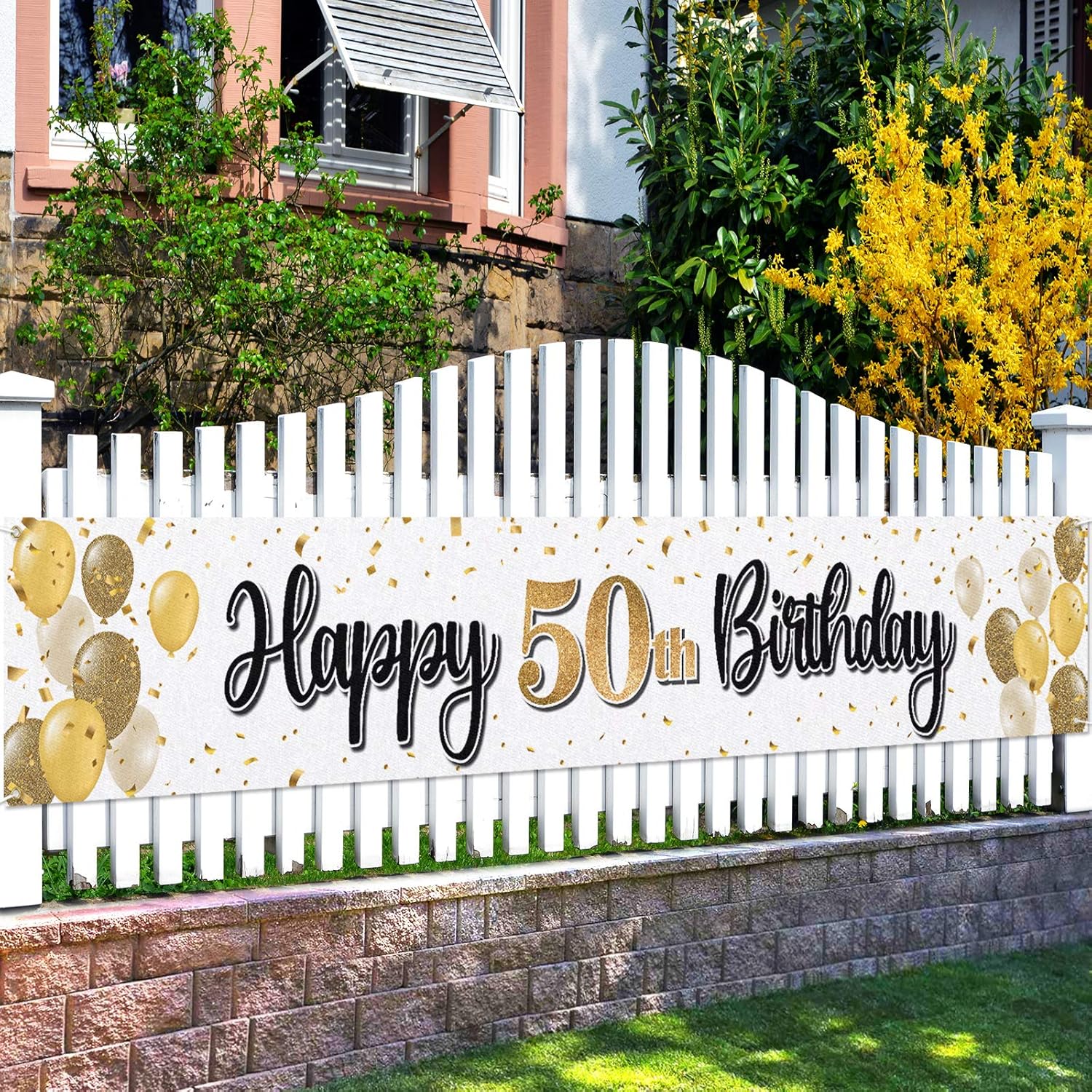 LASKYER Happy 50th Birthday Yard Sign Banner Cheers to