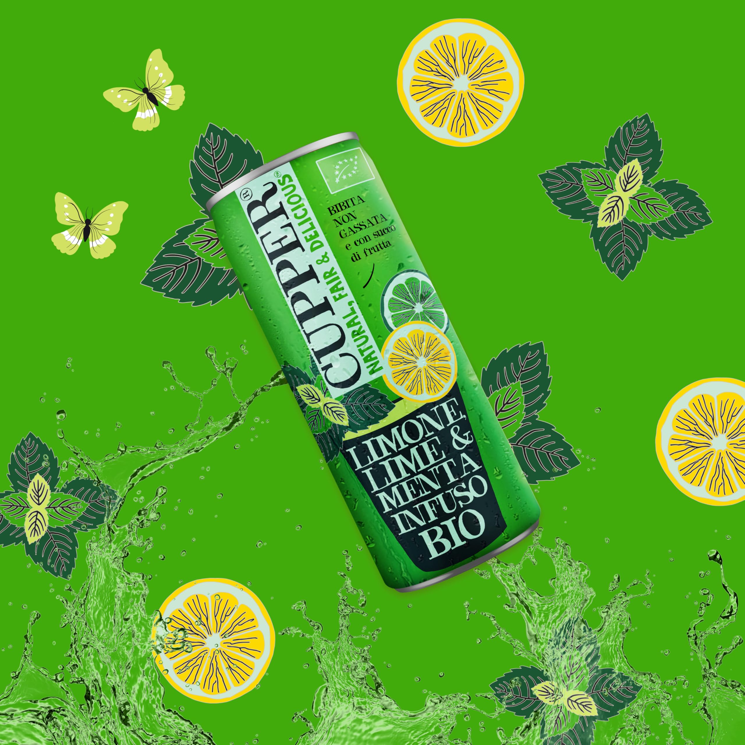 CUPPER Bibita al Lime, Menta e Limone Bio, Bevanda Biologica non gassata, Senza Zuccheri Aggiunti, Infuso a Freddo con Succo di Frutta, Confezione 12 x 250ml
