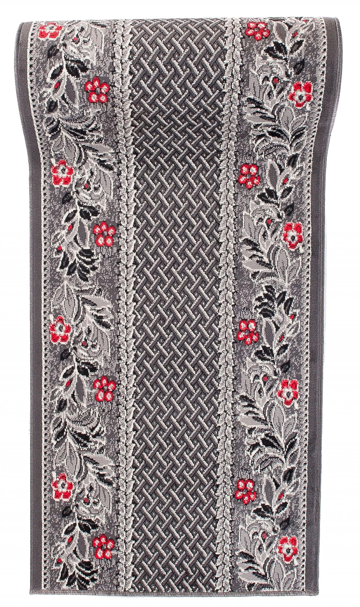 Mazovia Alfombra de Pasillo Larga - Design Geométrico - Moderno Pelo Corto - Alfombras de Pasillo por Metros - Alfombras para Pasillos Largos - Moqueta por Metros - Ancho 70 cm - Gris 70x225 cm