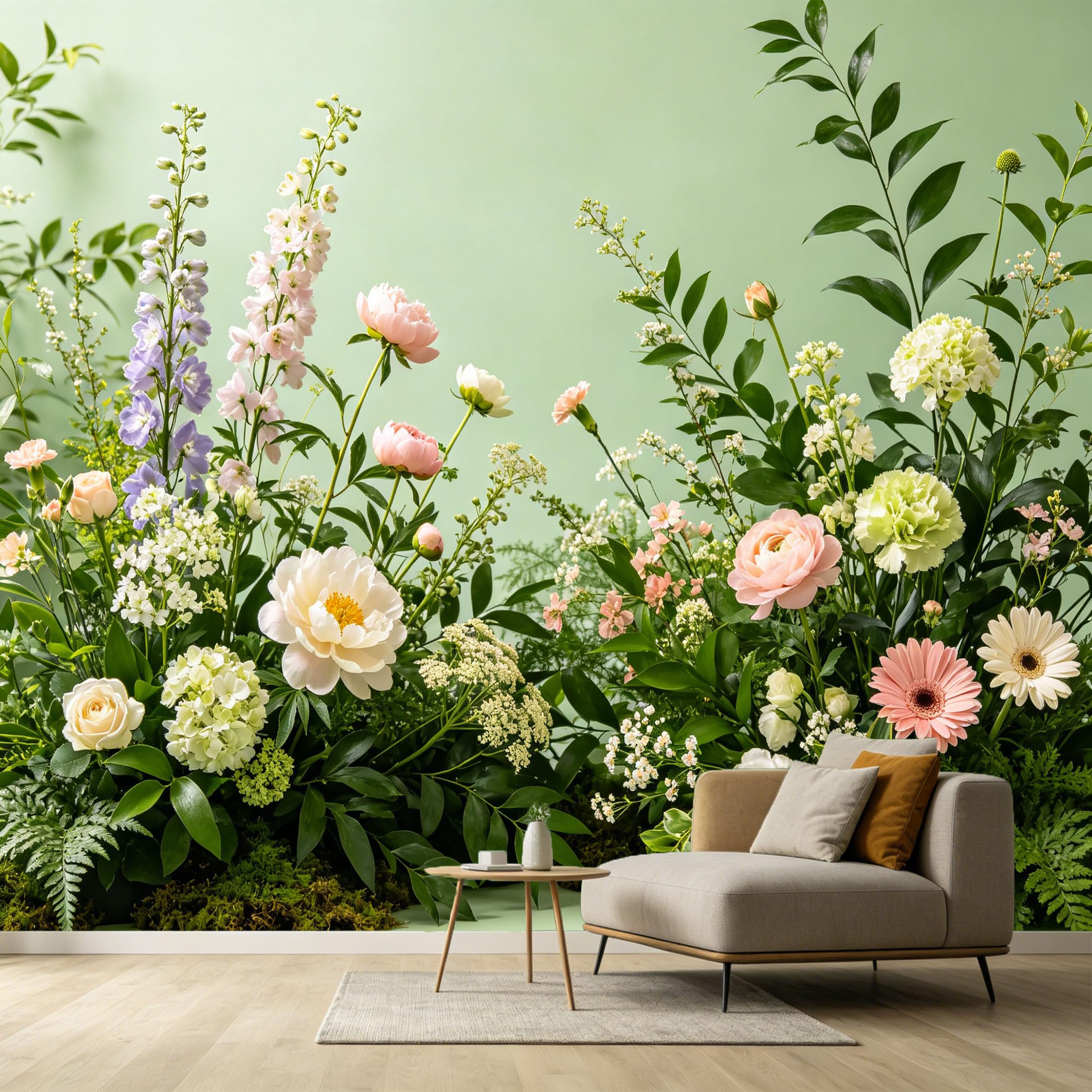 Custom Size Wall Murals Botanical Watercolor Spring Peony Hydrangea Flowers SelfAdhesive Wall Fabric Removable Large Wallpaper Photo for Living Room Bedroom Decor
