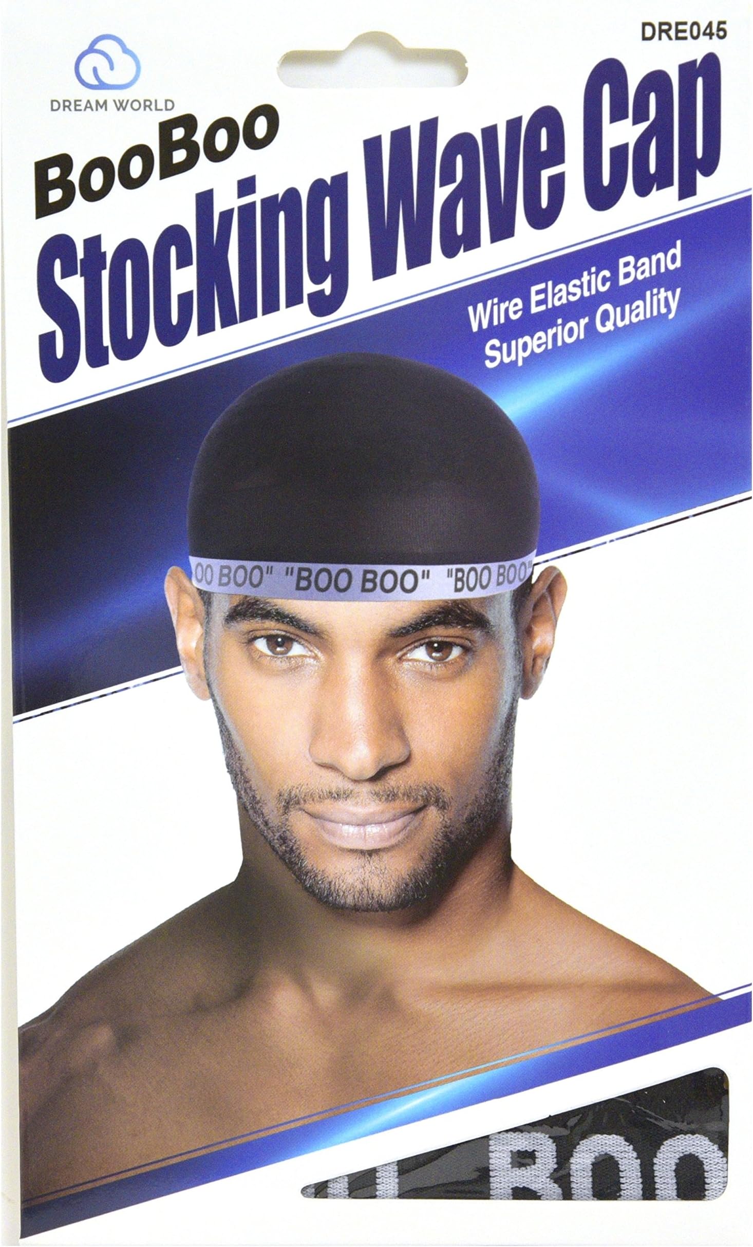 Boo Boo STOCKING WAVE CAP, Wire Eastic Band (Item #045 Black)