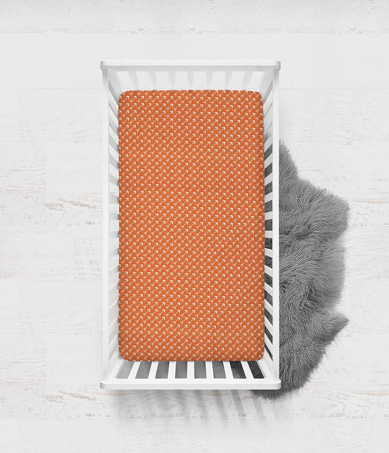 Bacati - Playful Fox Orange/Grey 2 Pack Crib Fitted Sheets (Orange Arrows Print)