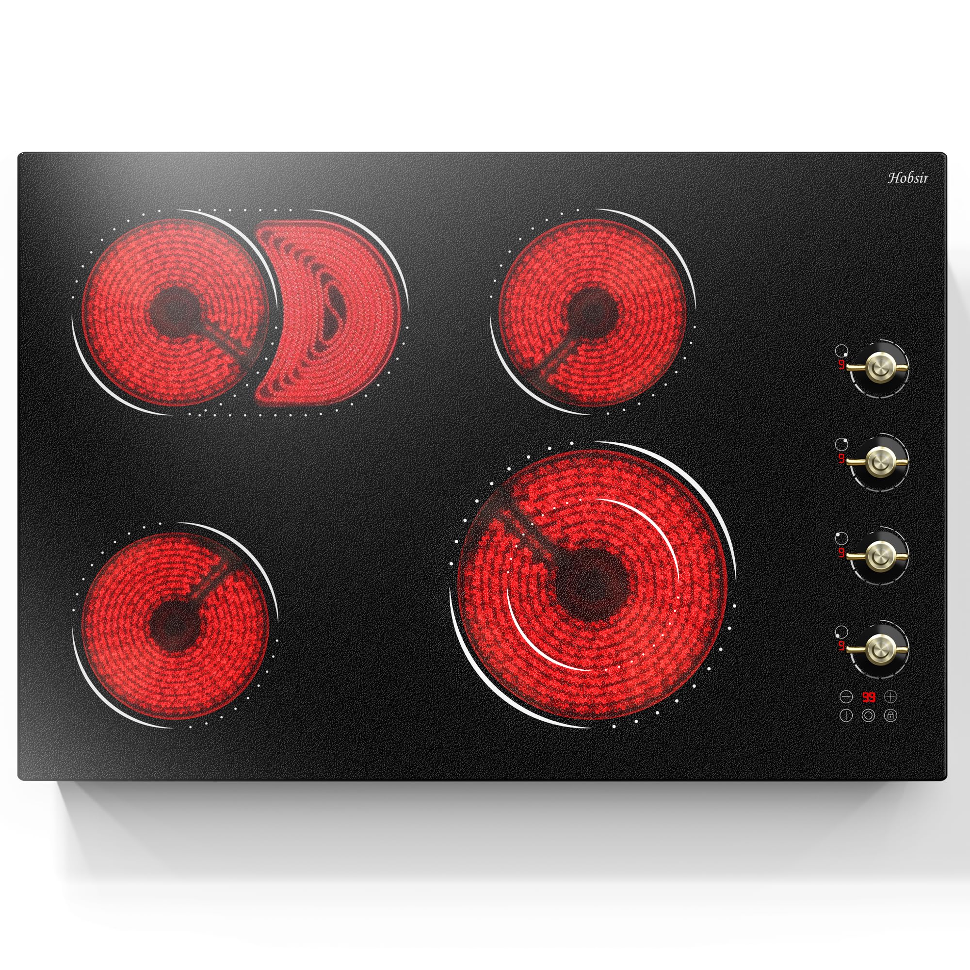 Hobsir 30 Inch Electric Cooktop, 4 Burner 6700W Dual Ring &amp; Oval Burner