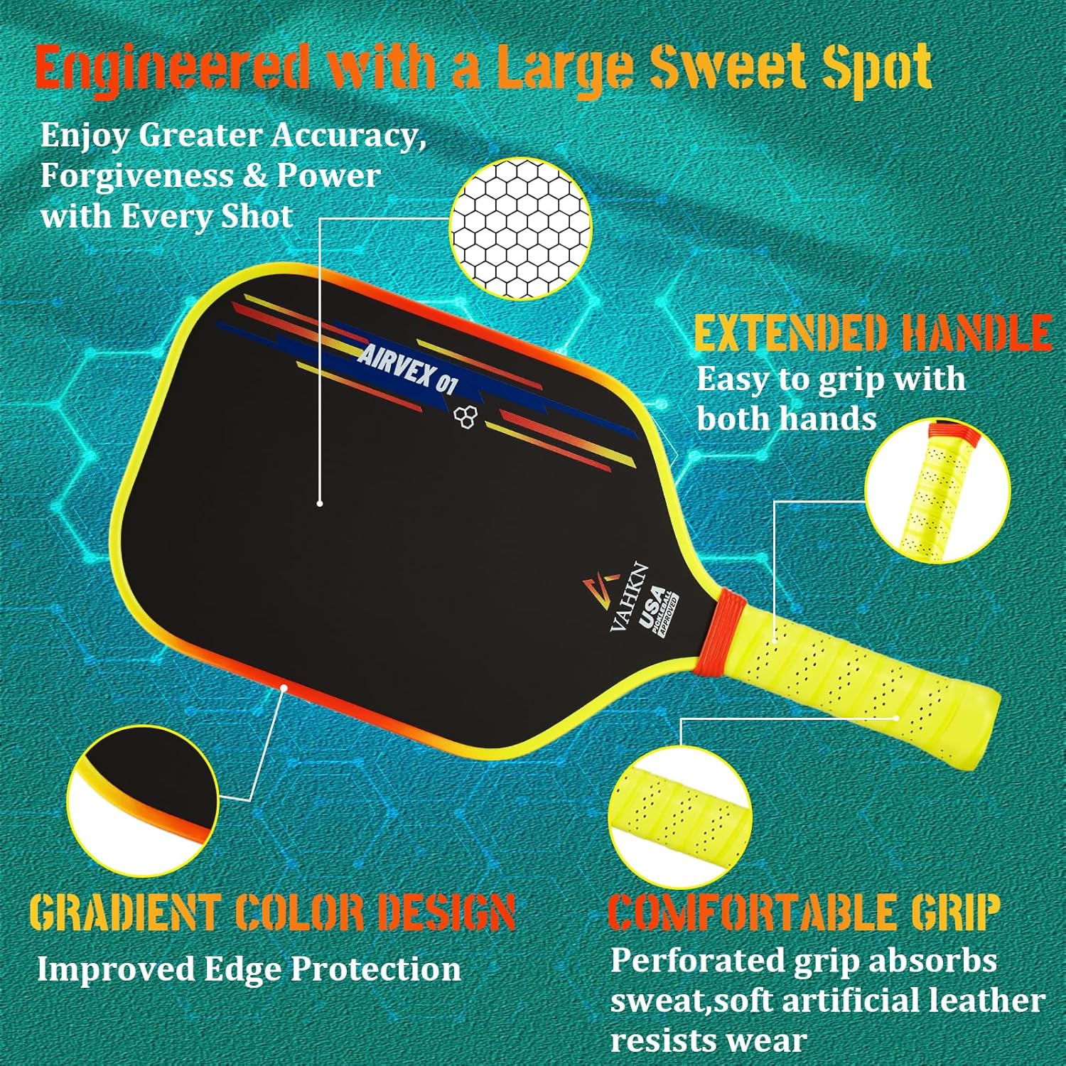 Pickleball Paddles - T700 Carbon Fiber Pickleball Paddle - Lightweight & Durable,16mm Polymer Core-High Spin Surface for Power,Precision & Control - for All Skill Levels - Image 3