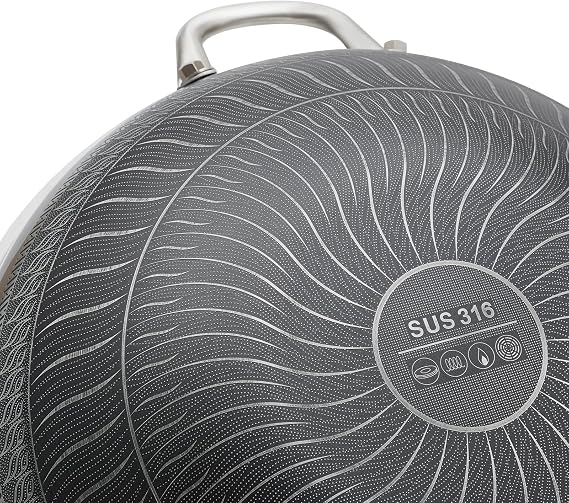 13 Inch Wok Pan,Hybrid Wok with Lid,Up To 578F,Non stick Stainless Steel Honeycomb Stir-Fry Skillet with Handle,Pfoa Free Cookware,Suitable for Dishwasher and Oven Safe, Works On Induction