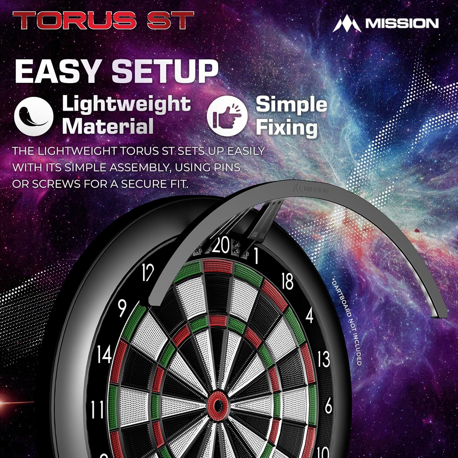 Mission Darts Torus ST Soft Tip Dart Board Light | Dartboard LED Lighting System for Electronic and Soft Tip Dartboards, Black (TOR-ST)