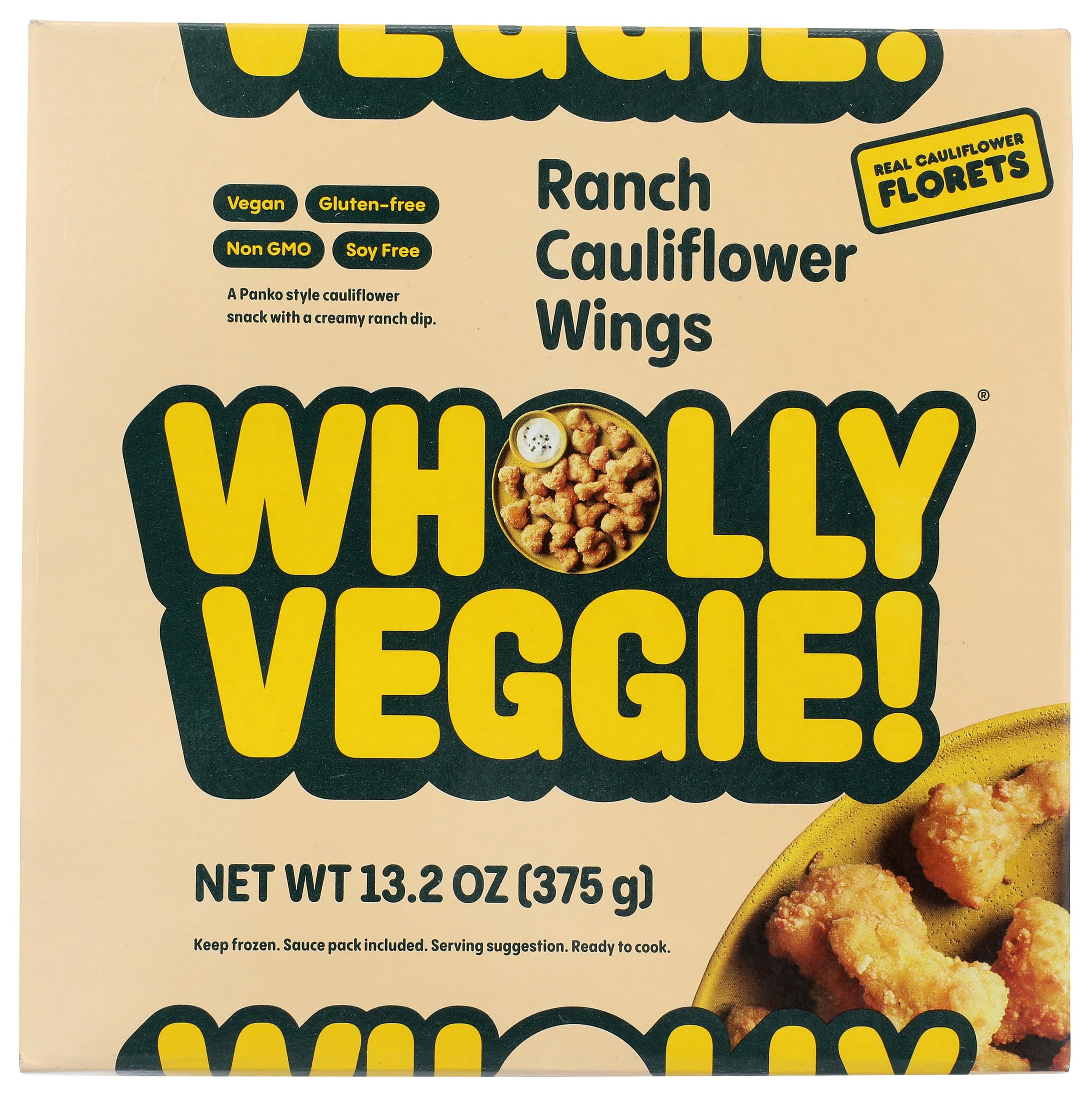 Wholly Veggie, Frozen, Vegan Ranch Caluiflower Wings, 13.2 Ounce