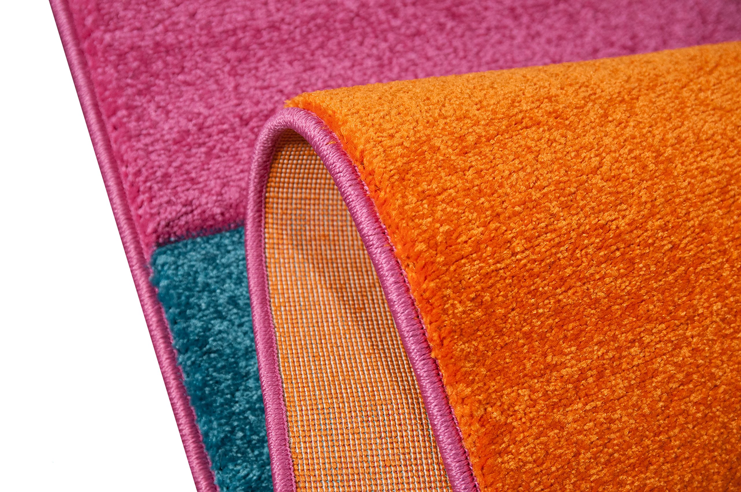 Kinderteppich Spielteppich Kinderzimmerteppich Karomuster Teppich Multicolour in Rot Türkis Orange Creme Grün Pink, Größe 120x170 cm