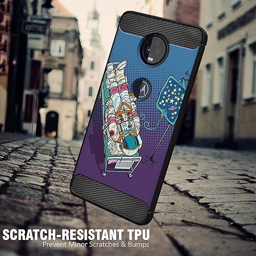 Miniatura 2 de CasesOnDeck - Funda compatible con Motorola Moto Z4 y Moto Z4 Play, diseño de TPU con patrón pictórico, flexible, delgada y elegante (astronauta)