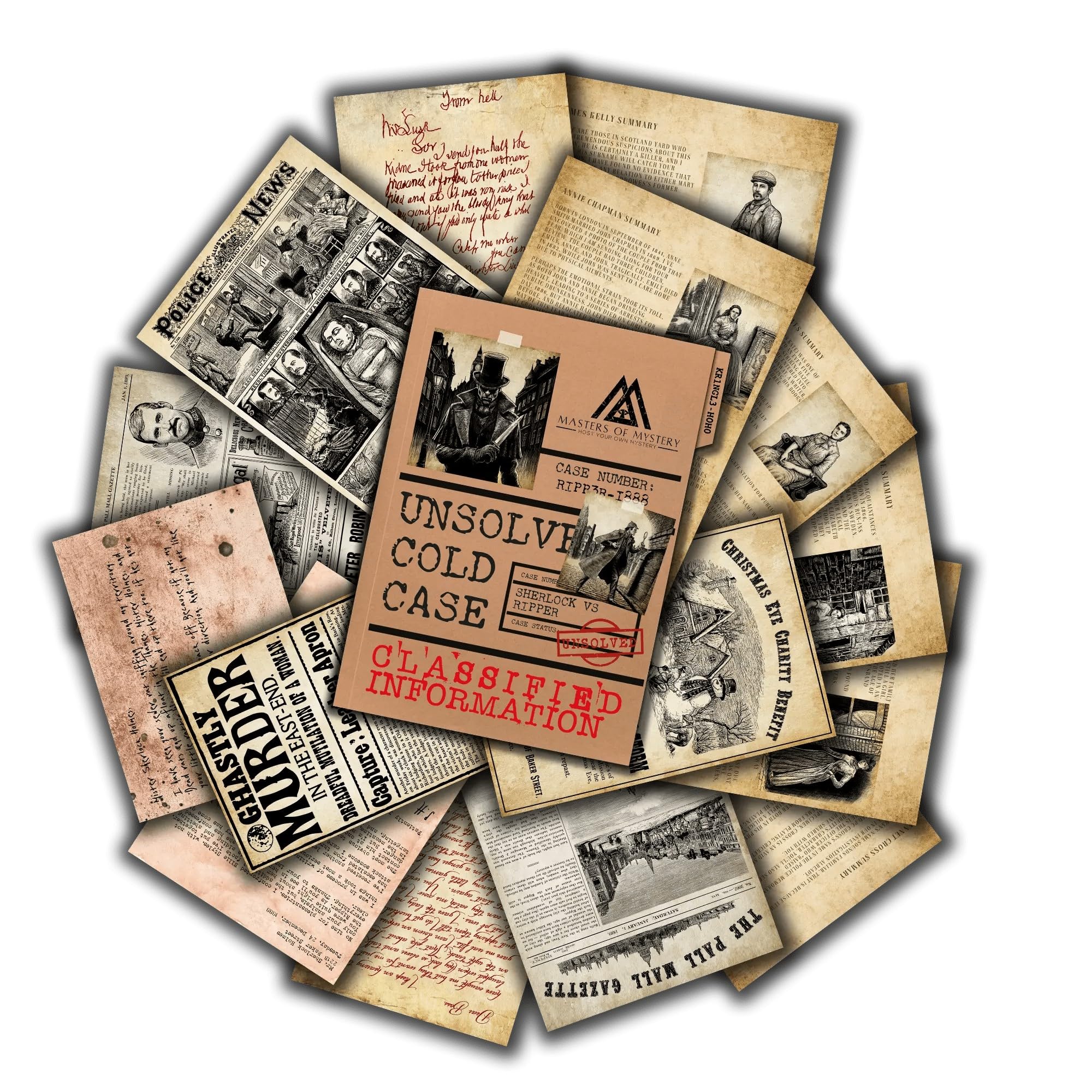 Unsolved Cold Case Files Game - Sherlock v Jack The Ripper Unsolved Murder Mystery, White, 234 cubic centimeters