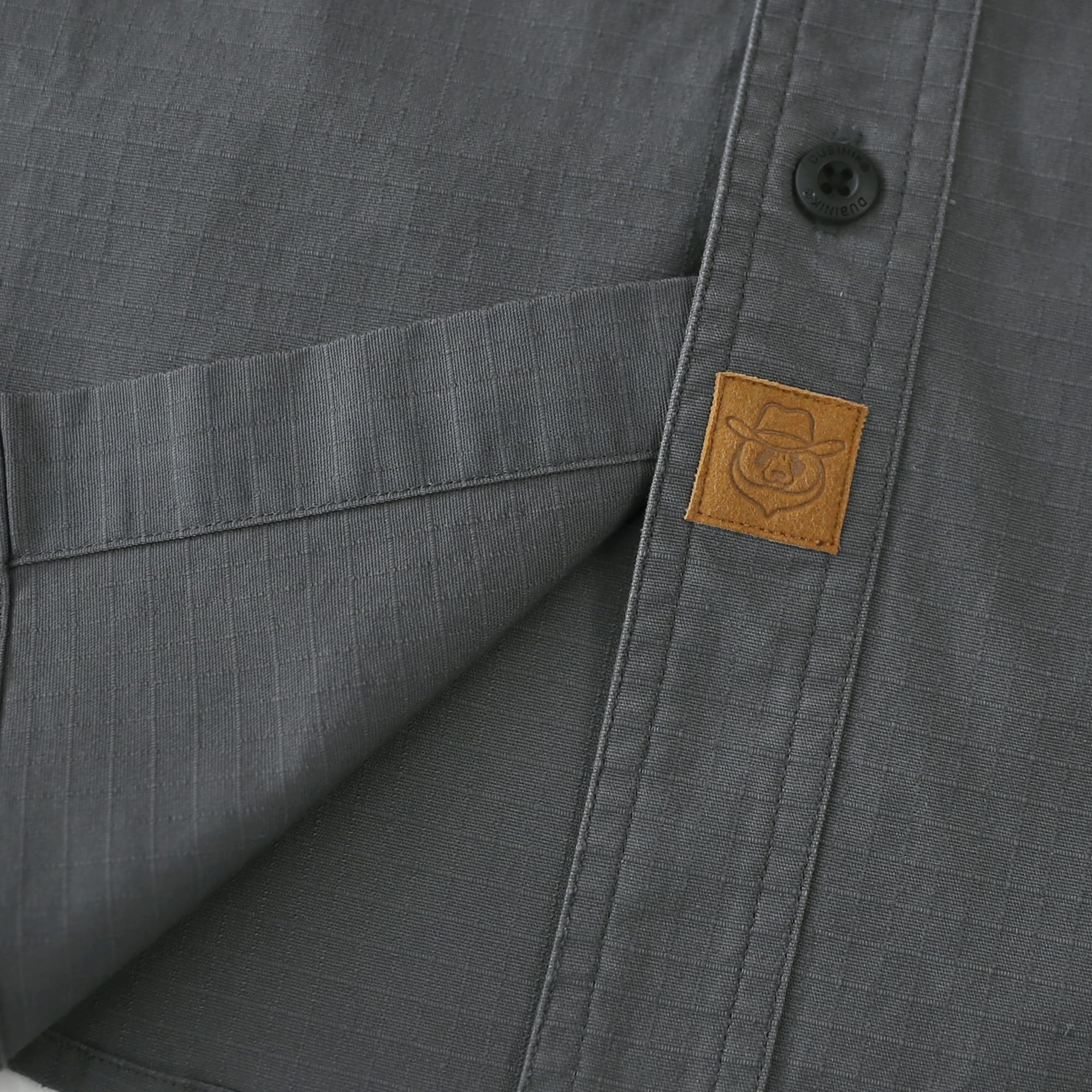 Dubinik® Camisas Hombre Manga Corta Elasticidad Regular Fit Trabajo Casual 2 Bolsillos Botón Algodón