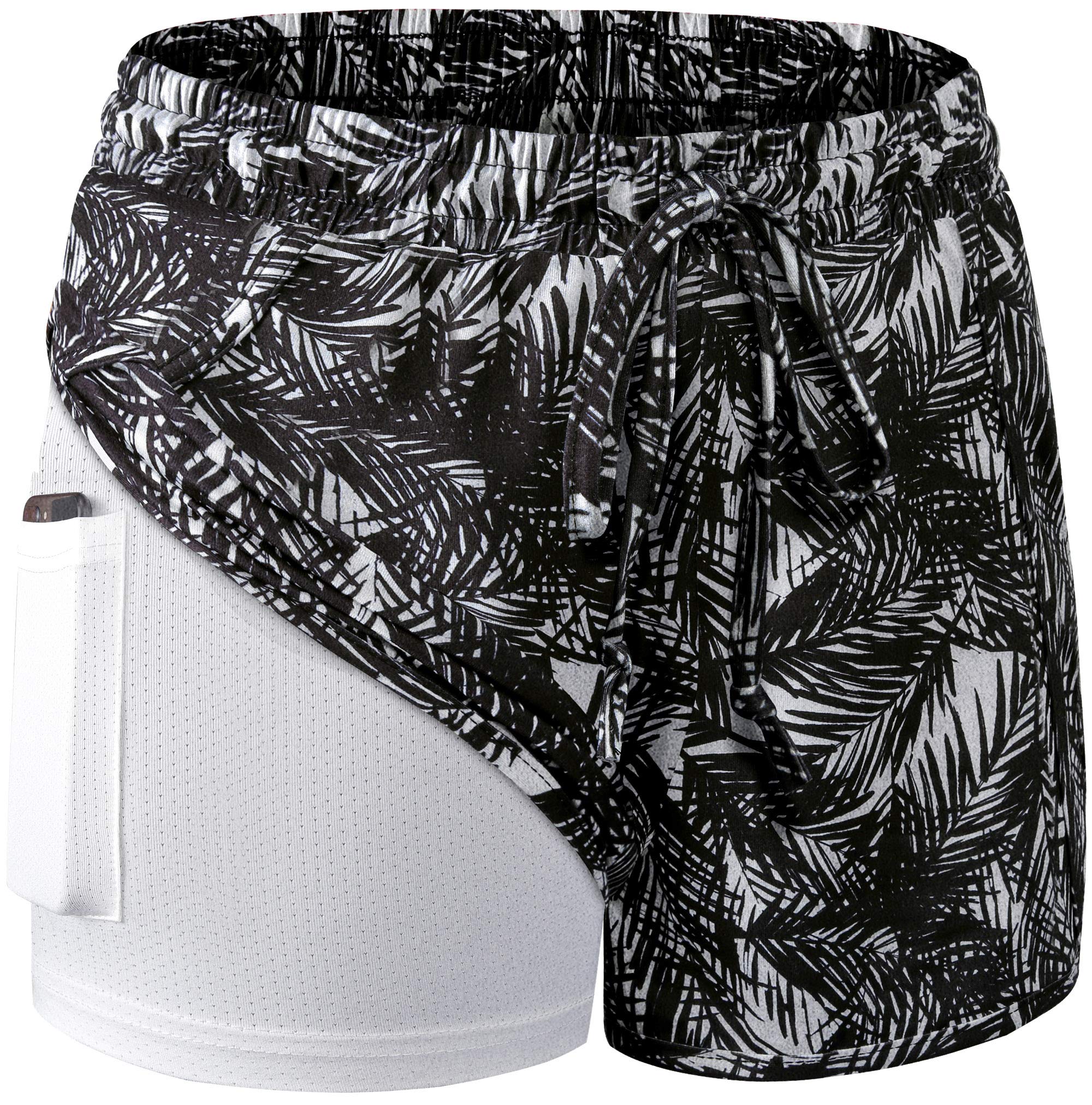BLEVONH Yoga-Laufshorts für Damen, 2-in-1, Workout-Shorts mit Taschen, Größe S-3XL