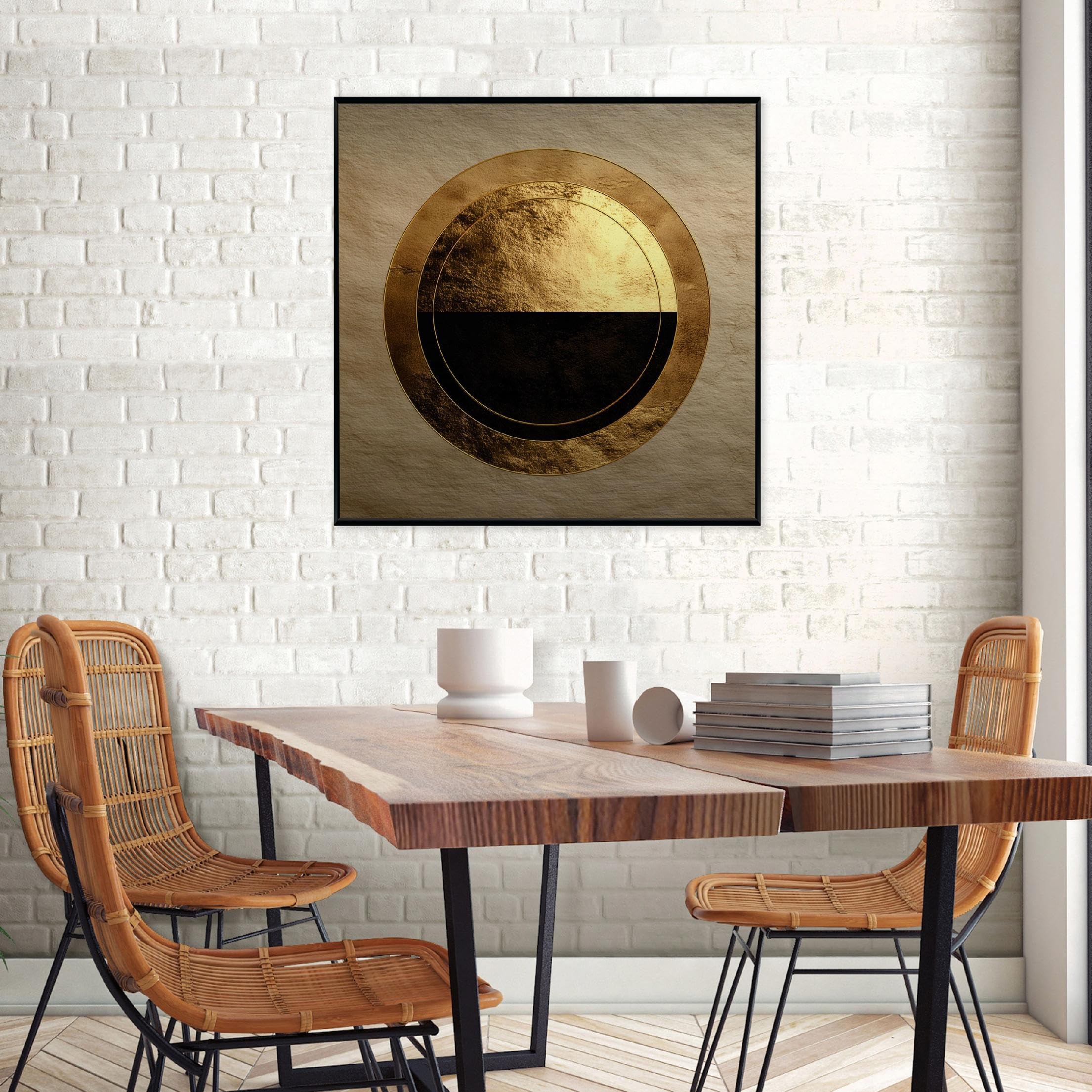 WallArena Metallbilder, Abstraktion, 80x80cm | Bilder auf gebürstetem Metalln mit Rahmen - Wandbild XXL groß Wandbilder für Wohnzimmer Schlafzimmer Wohnzimmerbilder Modern