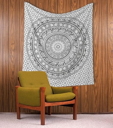 Miniatura 6 de RAJRANG - Tapiz de mandala pequeño para colgar en la pared, diseño de elefante gris, tapiz hippie de playa, 30 x 40 pulgadas