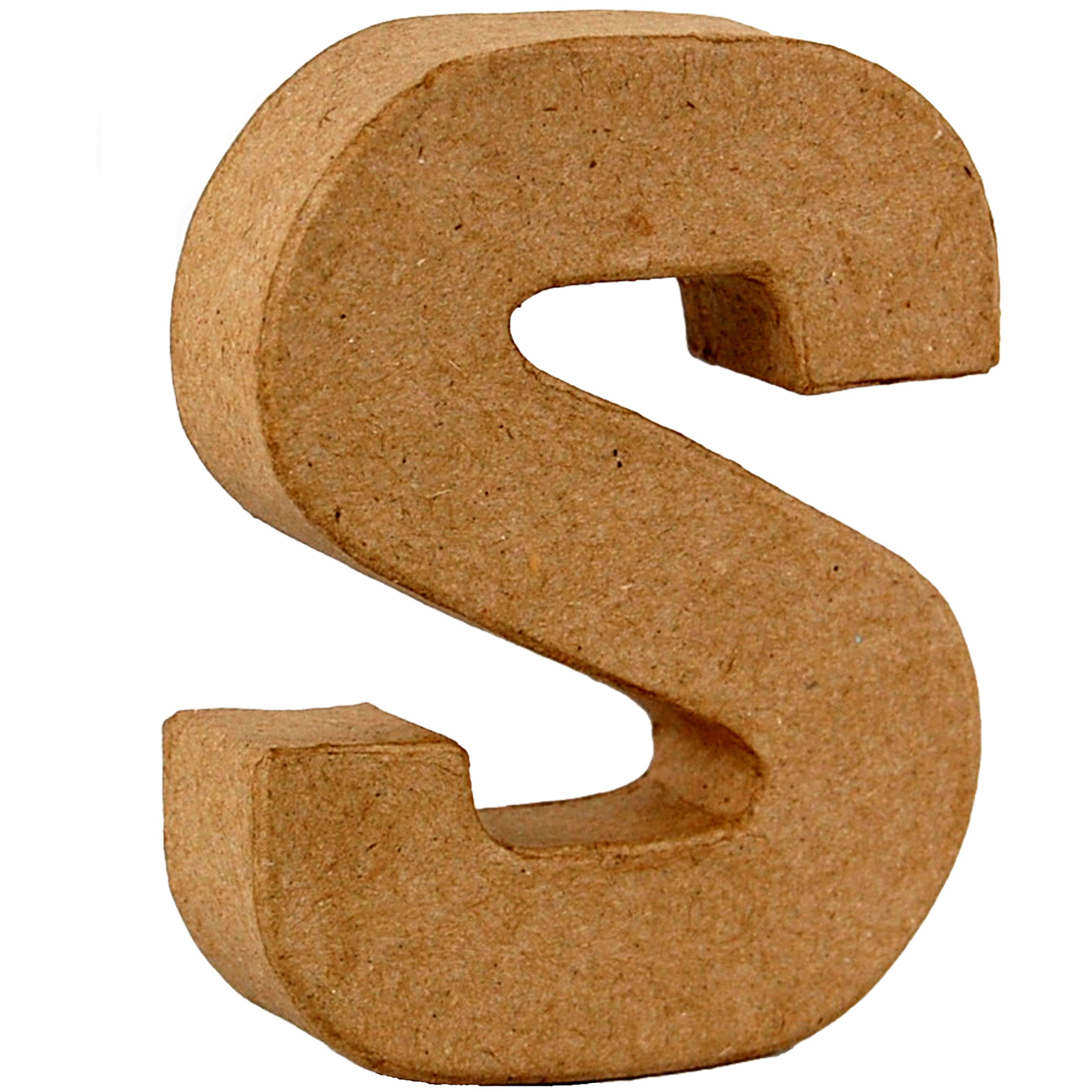 Country Love Crafts 4-inch/ 10cm 3D Letter S Papier Mache, Beige