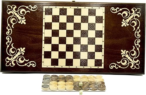 Miniatura 5 de WOODEN BACKGAMMON BOARD GAME Nardi Nardy checkers chess carving Engraving Ornament hand made gift wood, plywood table game