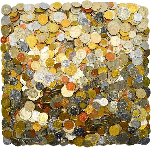 30 Different Coins from Many Countries Around The World Including A Coin Bag Small Purse!