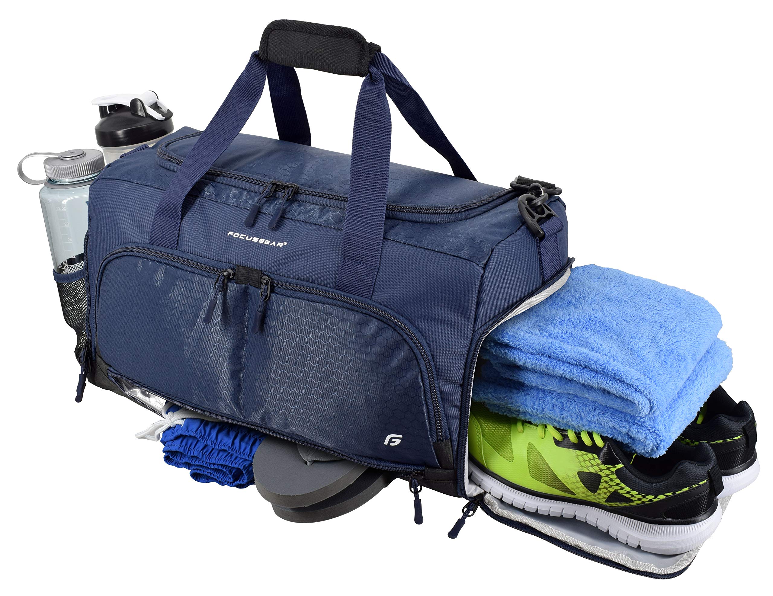 Ultimate Gym Bag 2.0: The Durable Crowdsource Designed Duffel Bag with 10 Optimal Compartments Including Water Resistant Pouch, Blue, Medium (20") - Image 3