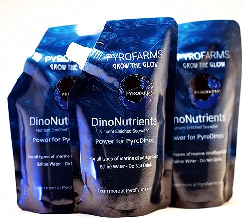 DinoNutrient Paquete de 3  Agua de mar filtrada del océano Pacífico con nutrientes para plancton bioluminiscente
