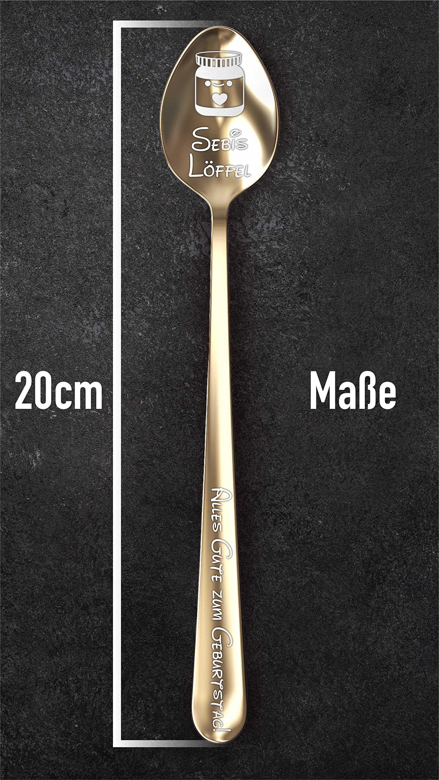 Geschenkfreude Löffel personalisiert mit Namen - Geschenk mit Gravur für Mama/Mutter - Muttertagsgeschenke für Mama personalisiert - langer Löffel für Schokocreme - Gold