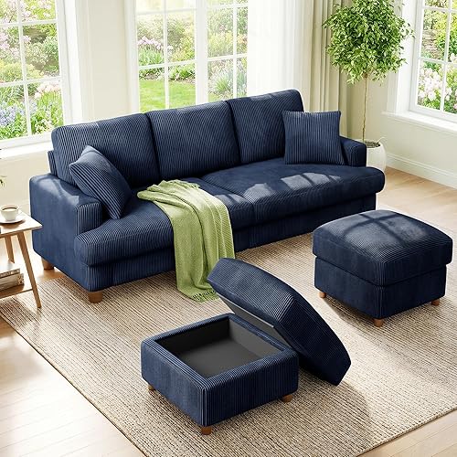 Miniatura 12 de Kidirect Sofá de Pana de 70 Pulgadas, Sofá Montaje Sin Herramientas, Sofás Cómodos para Sala de Estar Asientos Más Profundos de 21 Pulgadas, Sofás