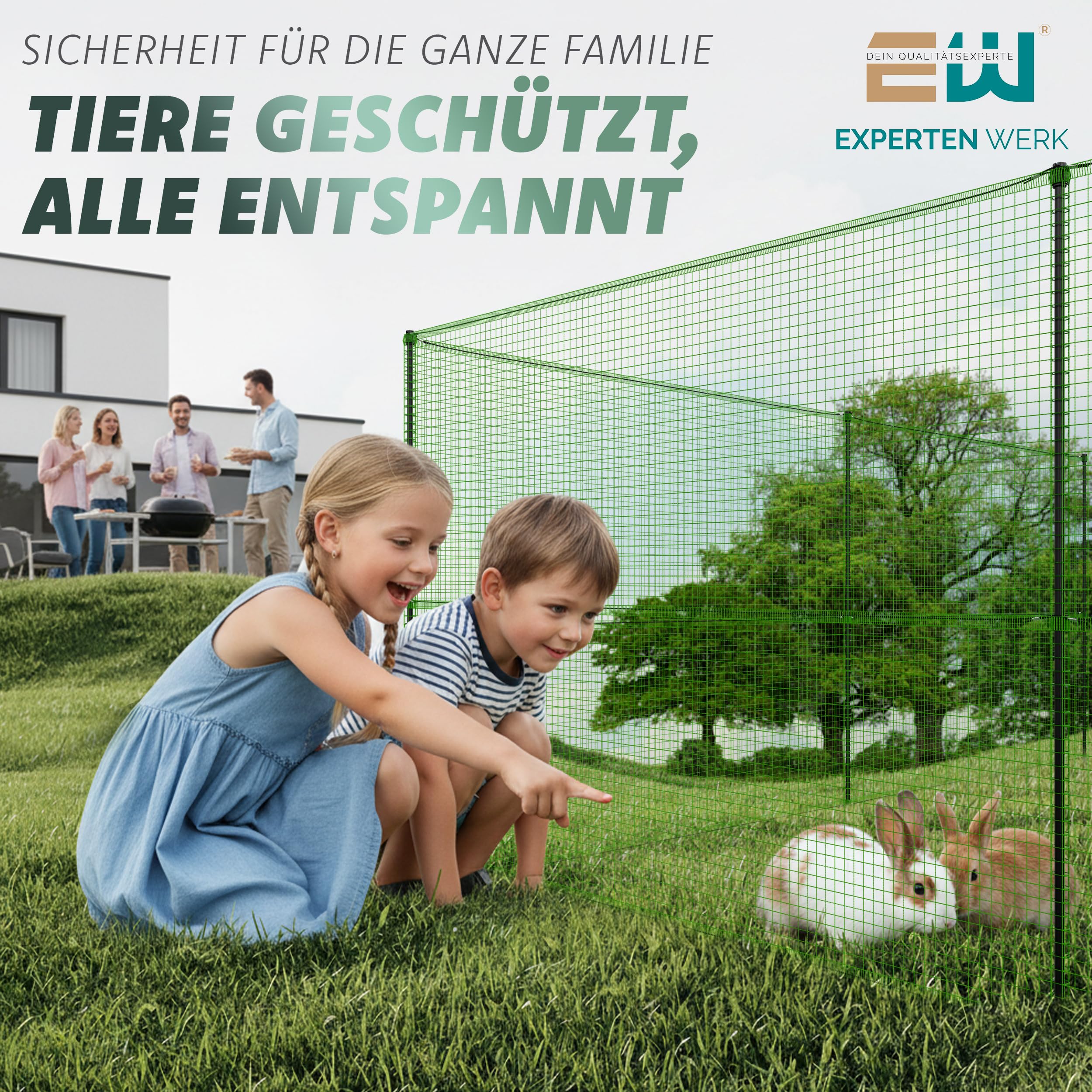 Mobiler Steckzaun 15m x 90cm – Hundezaun, Hühnerzaun, sofort startklar | Kleintiere & Geflügel – Double-Spike – Komplettset inkl. Zubehör – Begrenzungszaun Gartenzaun, Camping & Urlaub – Stromfrei