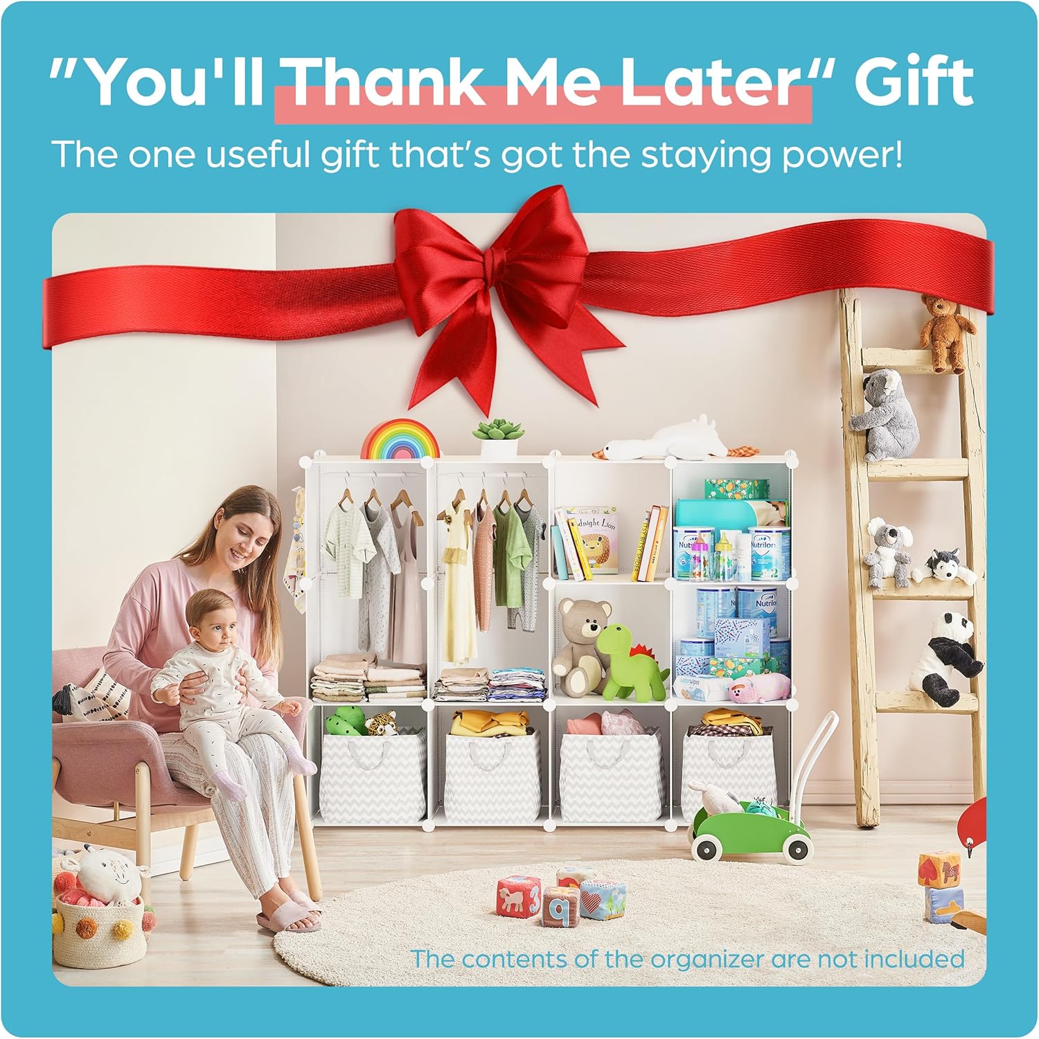 Baby Closet Organizer for Nursery: Durable Baby Wardrobe for Closet - Customizable Baby Dresser Amoire Shelves - Waterproof Shelf Clothes Organizer w/Wall Fixation (White) | Durable, for Closet, Customizable, Amoire Shelves, Waterproof, Wall Fixation