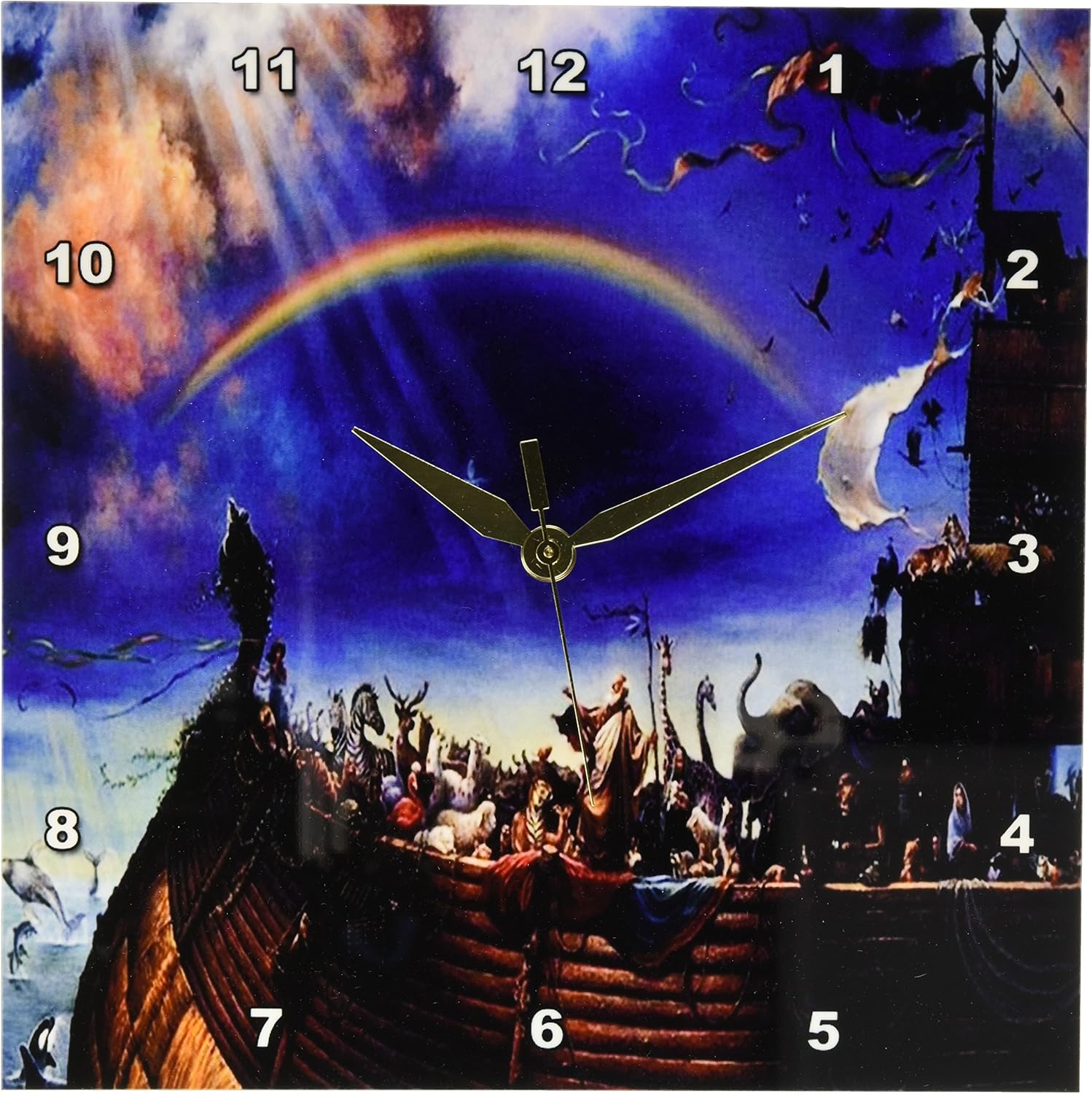 3dRose Wall Clock Silent - 13 inch - Rendering of Noahs Ark On The Sea.jpg - Historic People and Places