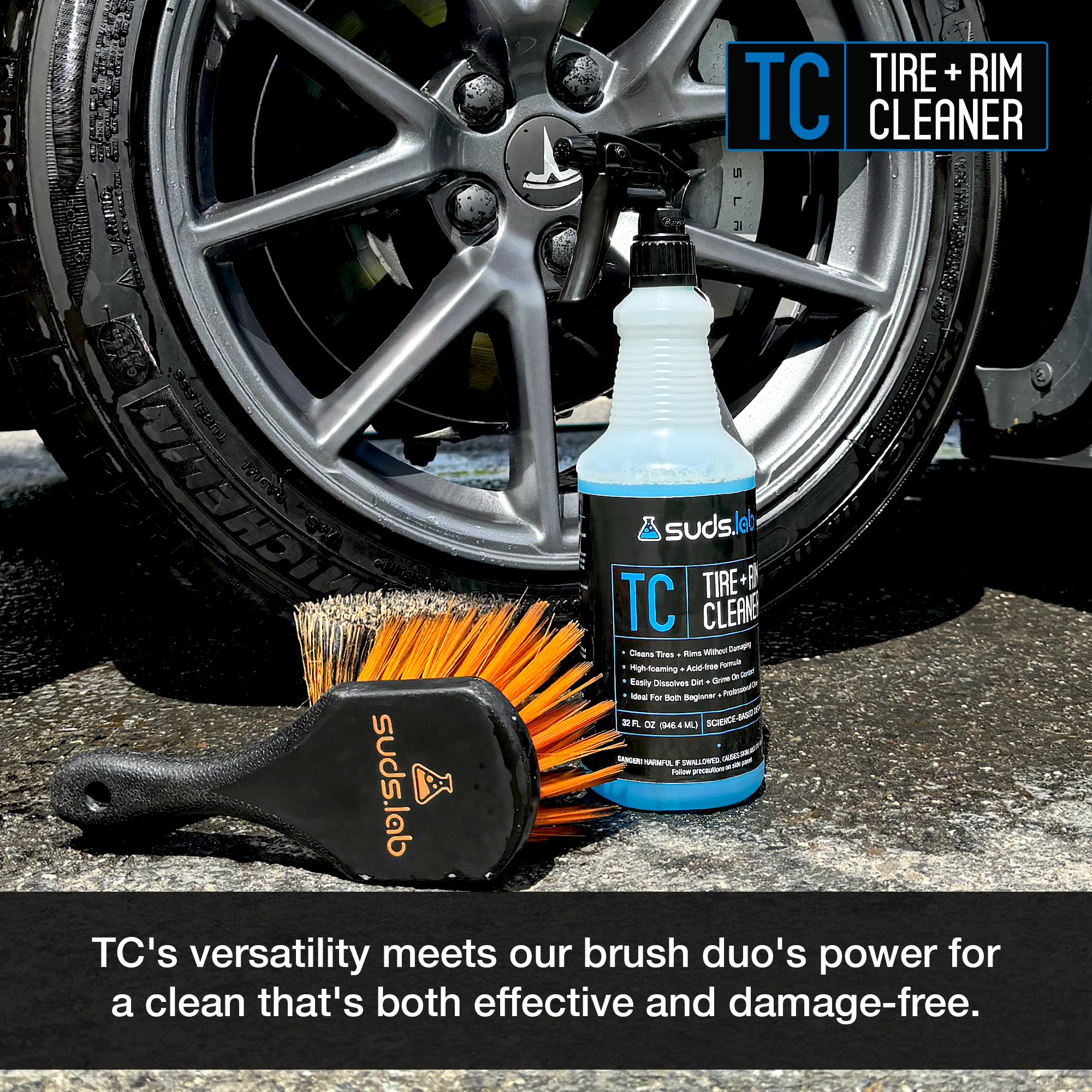 Suds Lab TC Foaming Tire Cleaner, bezkwasowe pieniące rozwiązanie czyszczące, bezpieczne do wszystkich wykończeń, mycie w domu