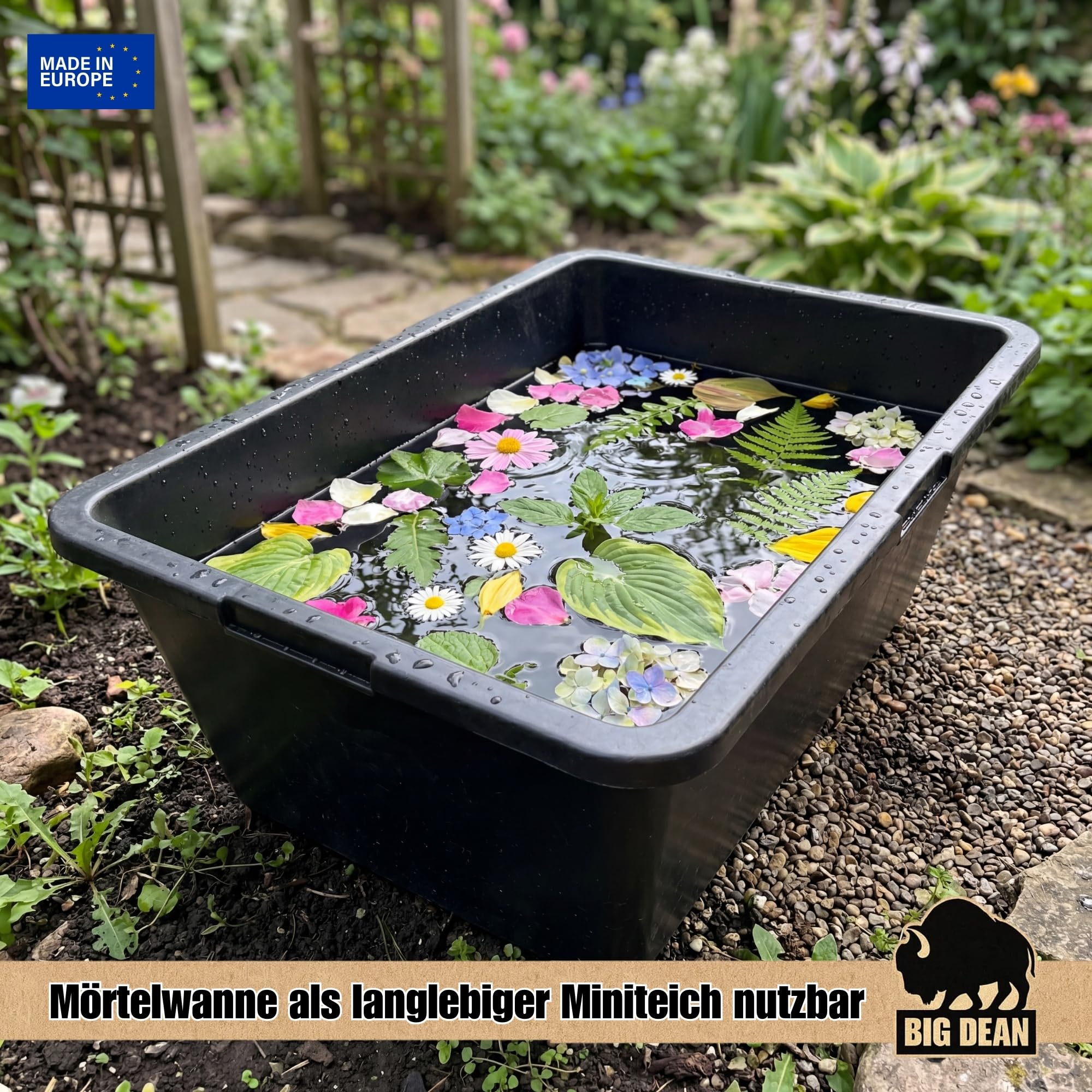 BigDean Lot de 3 bacs à mortier carrés - 80 l - 78 x 47 x 30 cm - Mini bassin | Très stable - Fabriqué en Europe