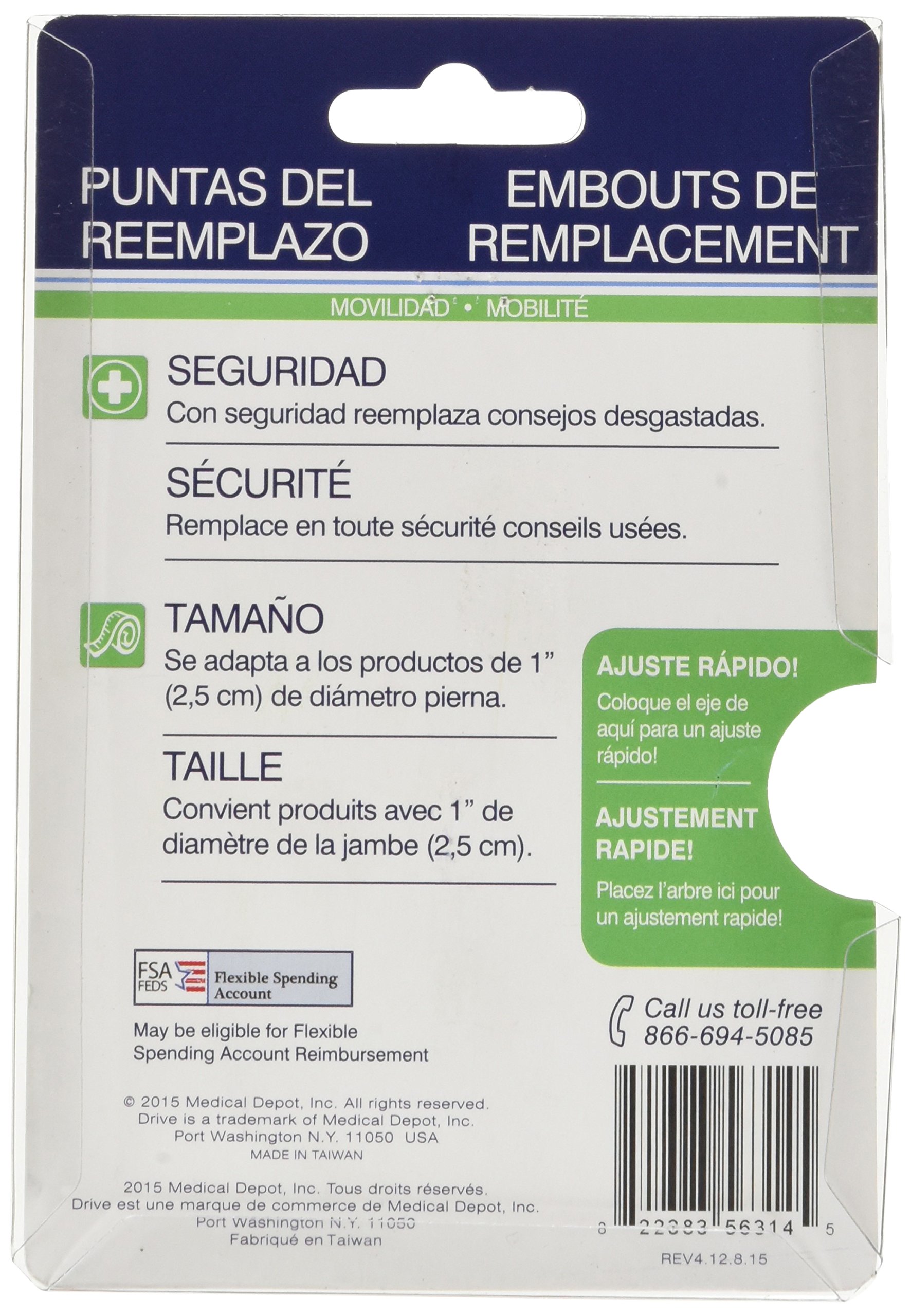 Drive Medical Replacement Tips - Gray (Pack of 3) -3