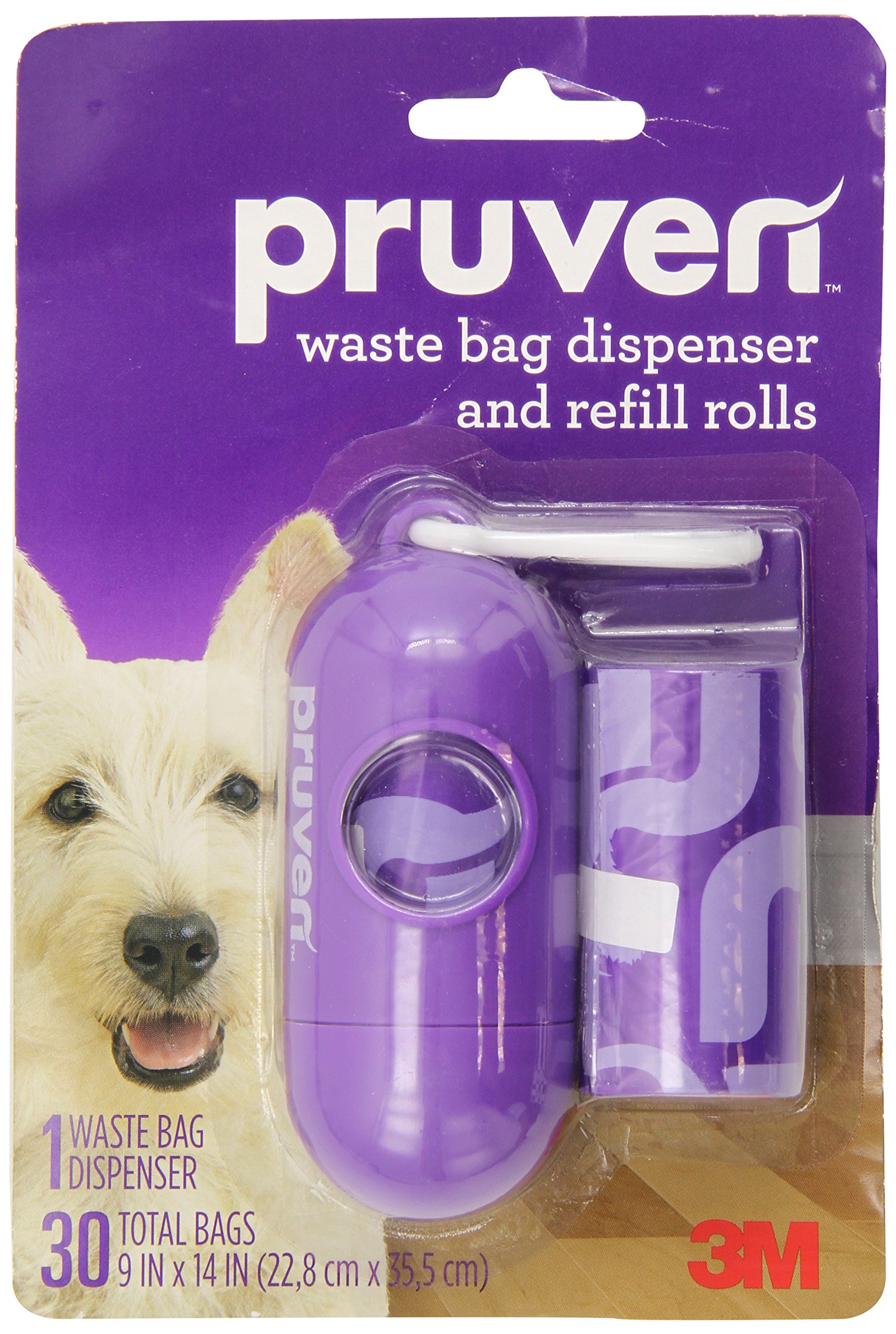 Pruven PWBD-PW30 Waste Bag Dispenser and Refill Rolls for Pets, 9 by 14-Inch