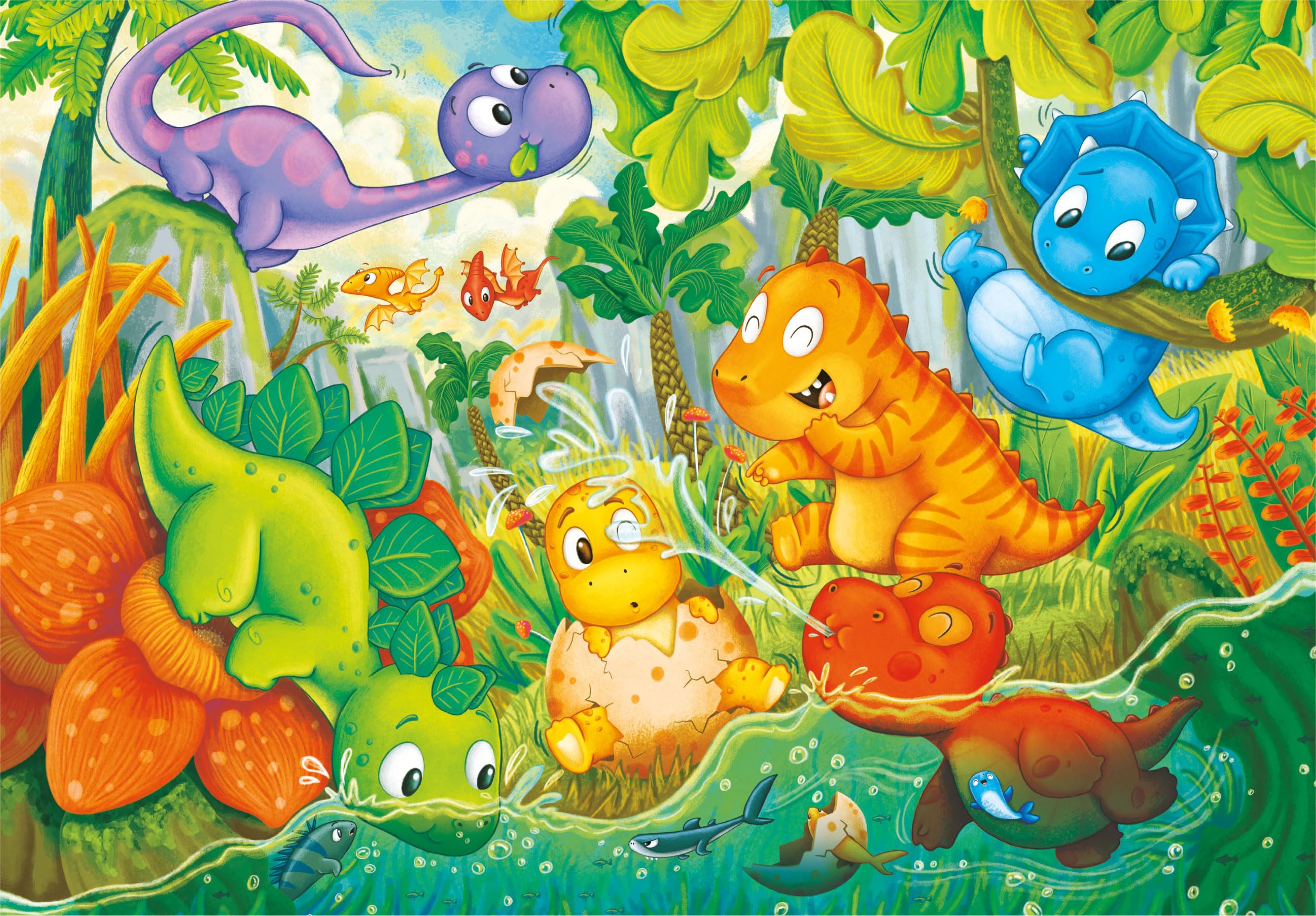 Clementoni Jigsaw Puzzle Dinos Happy Oasis 24 Maxi Pieces, Supercolor Puzzle For Children 3-5 Years, Cartoon, Dinosaurs - Image 2