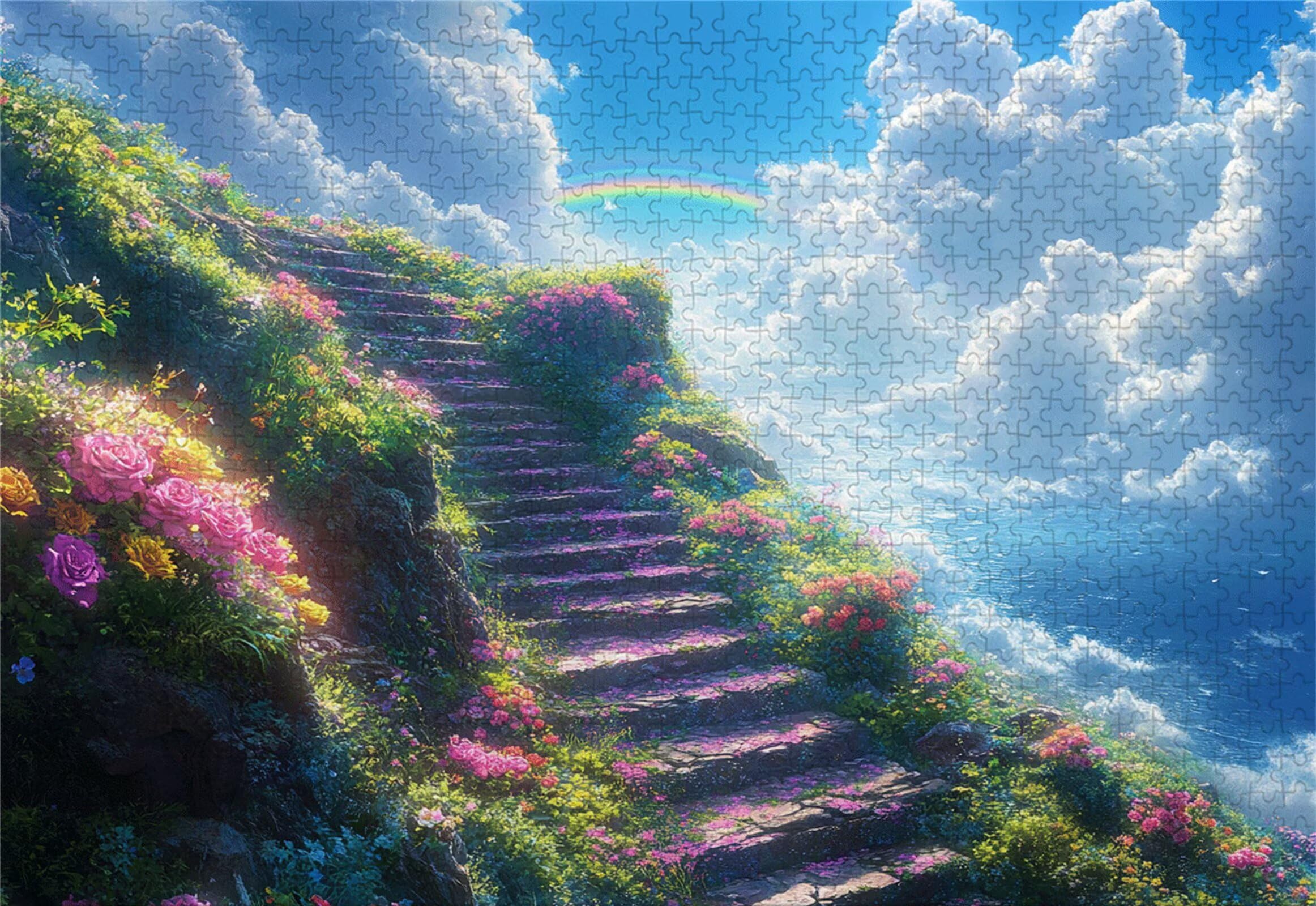 Puzzle z drabinką, 3000 elementów, klasyczne puzzle dla dorosłych, tęczowe Jigsaw, wymagające, trudne, edukacyjne zabawki dla dzieci, drewniane puzzle, odpowiednie dla wszystkich grup wiekowych P-762