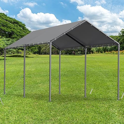 Miniatura 4 de Cochera al aire libre de 10 x 20 pies, cobertizo de almacenamiento resistente, tienda de campaña portátil para fiestas de garaje con ventanas