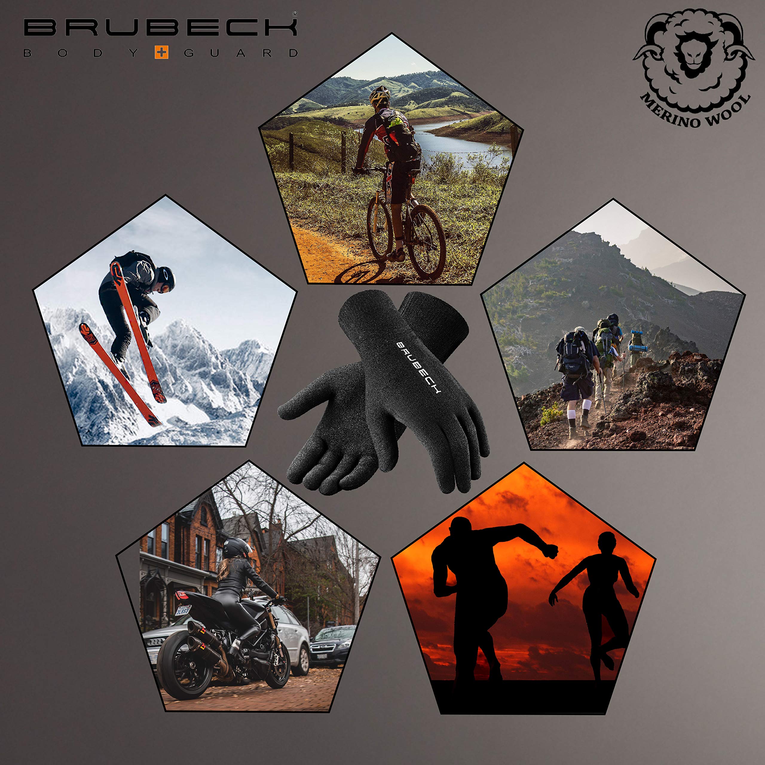 BRUBECK GE10020 GE10010A - Guantes de Lana Merino (sintéticos, para Hombre y Mujer)