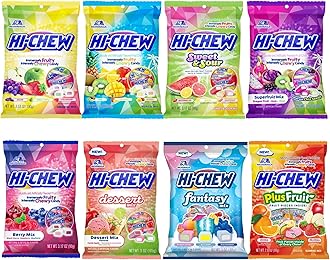 HI-CHEW Variety Mix, Pack of 8 Bags - 22 Flavors Including Dessert Mix - Unique Fun Soft & Chewy Halloween Candy - Immensely Juicy Fruity Candy Flavors - Individually Wrapped for Sharing