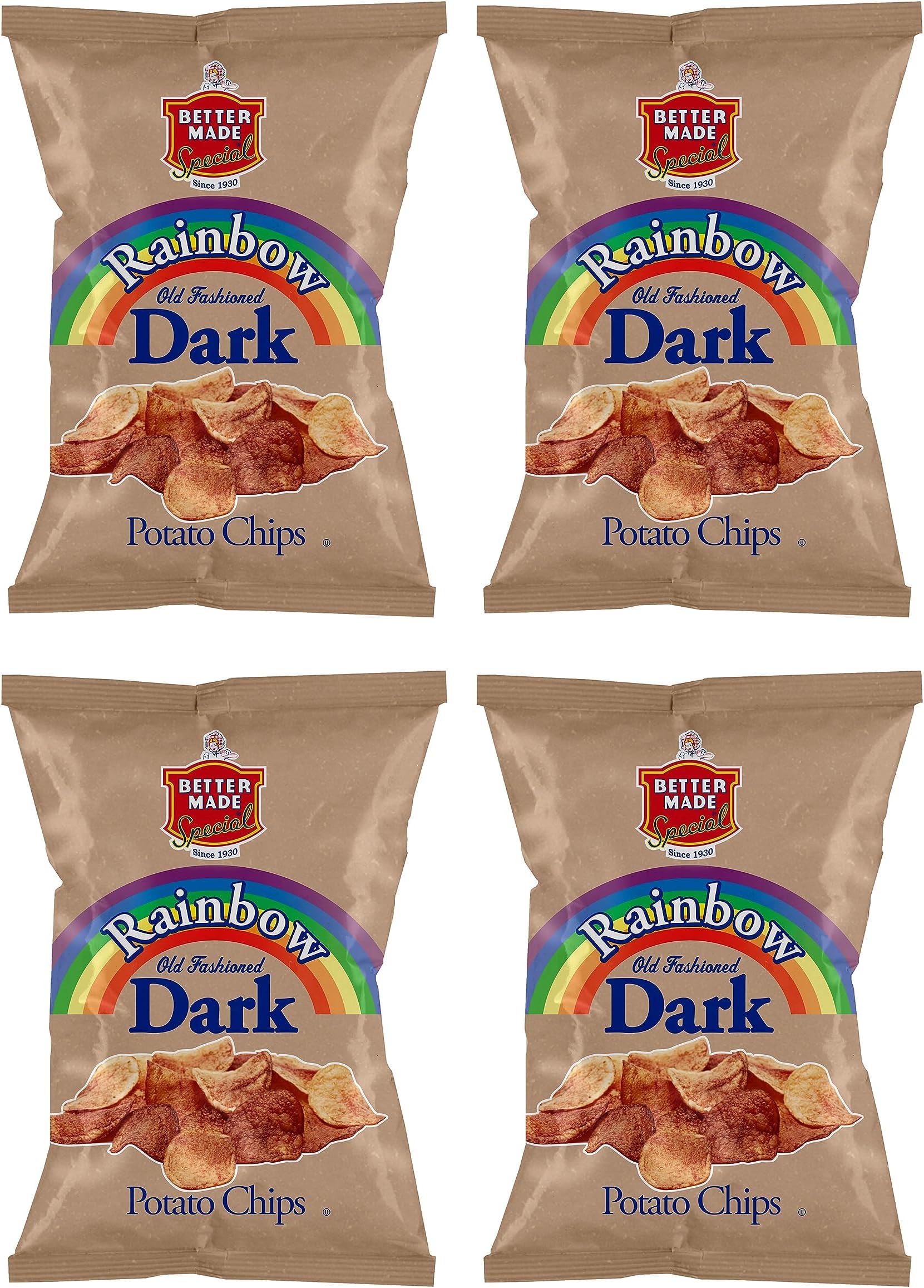 Better Made Special Potato Chips - (4) x 7.5-10oz Bags - (Pack of 4) - Choose Your Flavor! (RAINBOW) - Crispy, Crunchy, Salty Snacks Made From Fresh Potatoes - Gluten Free - Family Owned and Operated