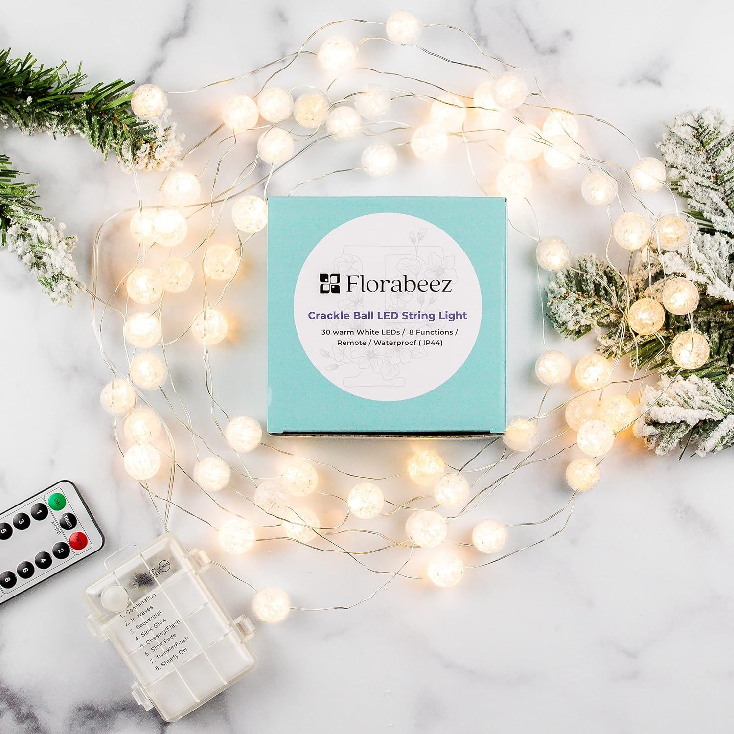 Crackle Ball Fairy Lights LED String Lights Timer and Dimmer