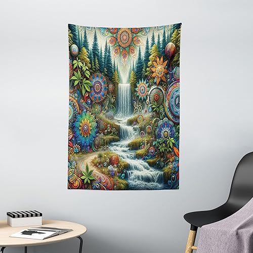 Miniatura 269 de Ambesonne Tapiz gótico, patio con hiedra encantada en la puerta antigua al bosque, colgante de pared ancho para dormitorio, sala de estar, 2-Verde