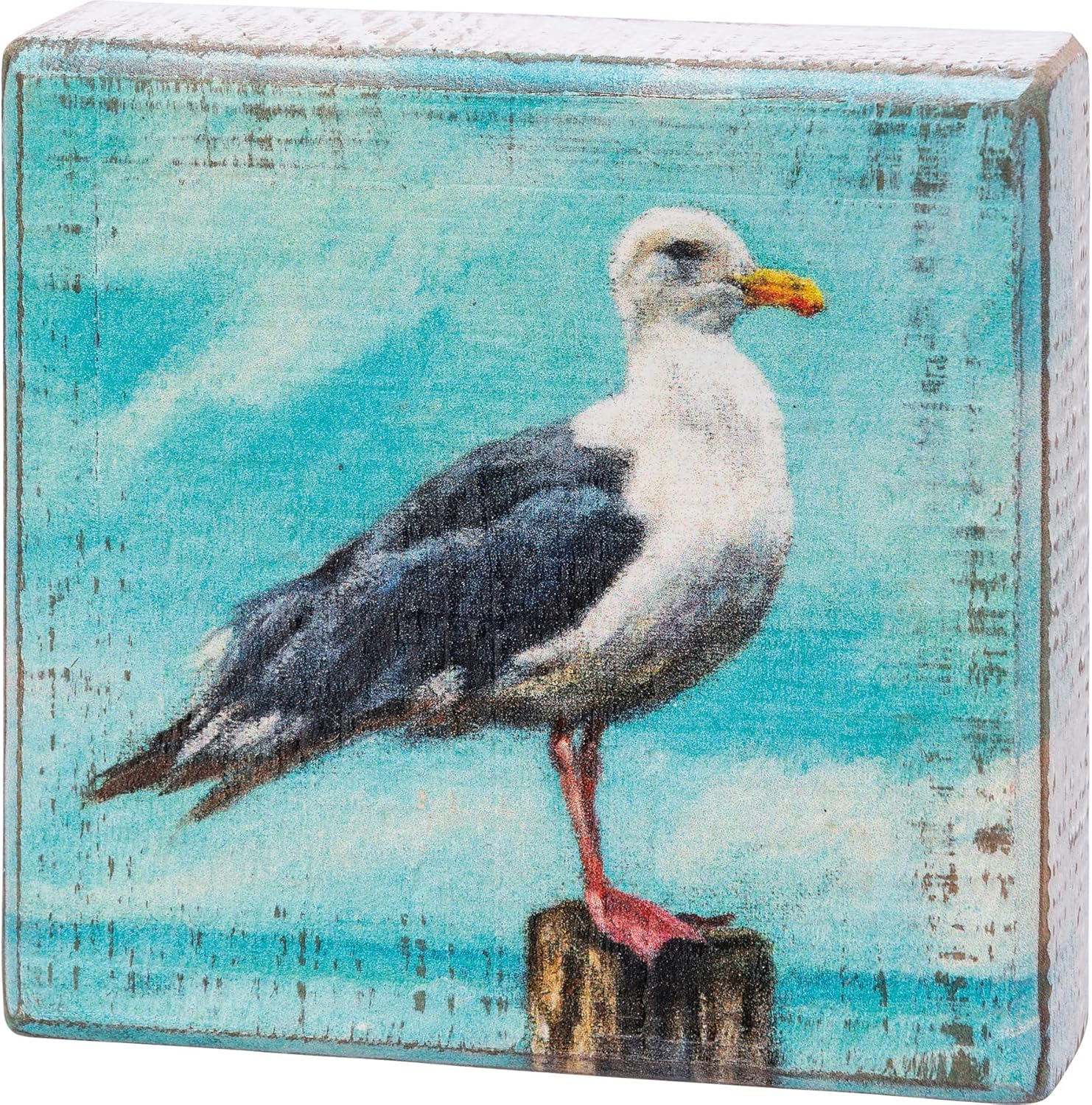 Primitives By Kathy 113960 Seagull Block Sign, 4-inch Square