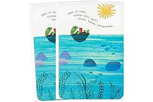 Pack of 2 Get Well Soon, Encouragement Cards (Floating Turtle)