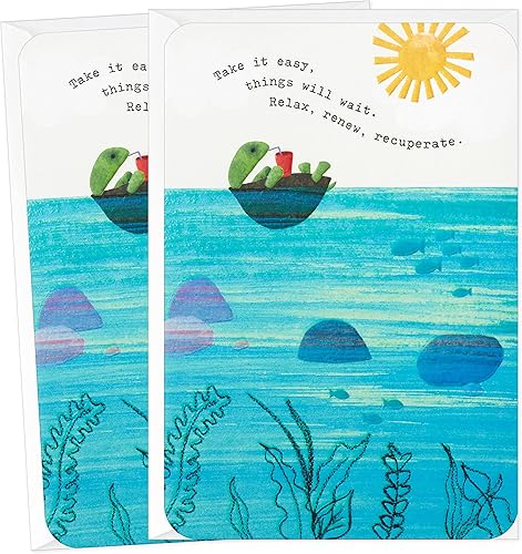 Hallmark Paquete de 2 tarjetas de aliento (tortuga flotante) (Get Well Soon)