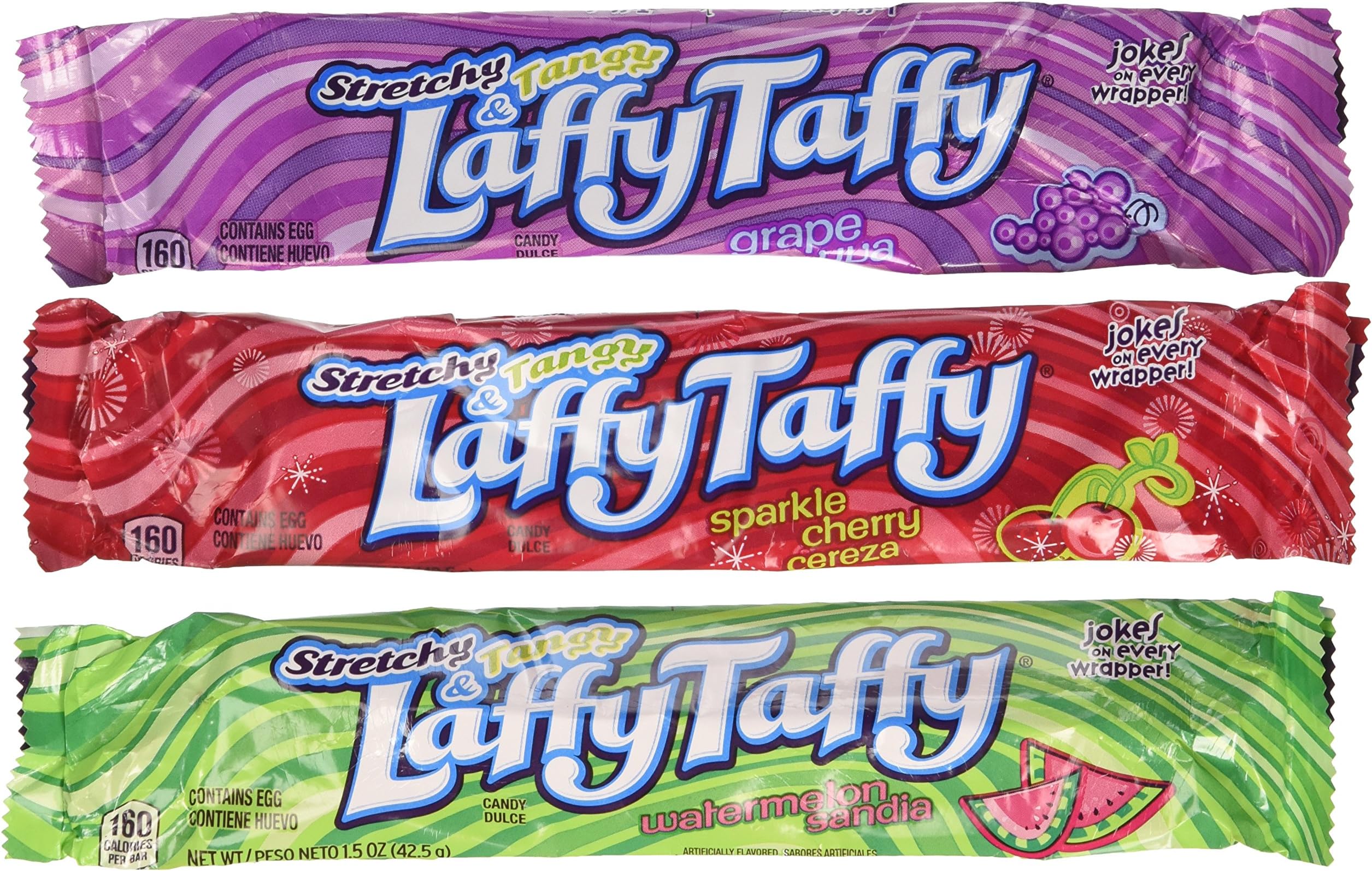 Wonka Laffy Taffy Bars Stretchy and Tangy Taffy (Three flavors) -24/1.5oz bars