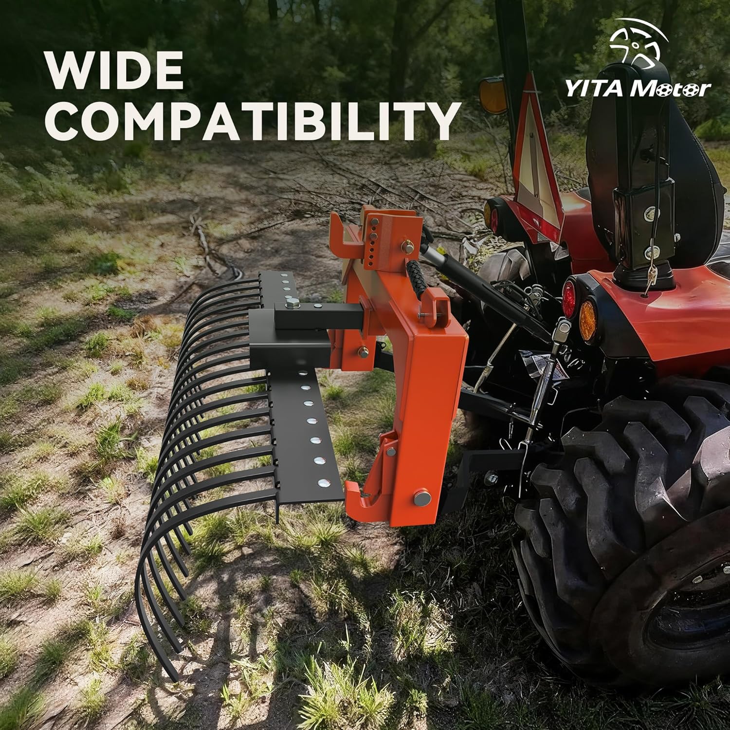 YITAMOTOR 3 Point Quick Hitch with Upgrade Versatile Adapter & 2" Receiver for Category 1 Tractors, 3000 lbs 3-Pt Trailer Hitch Attachment with 5 Level Adjustable Bolt (Orange)