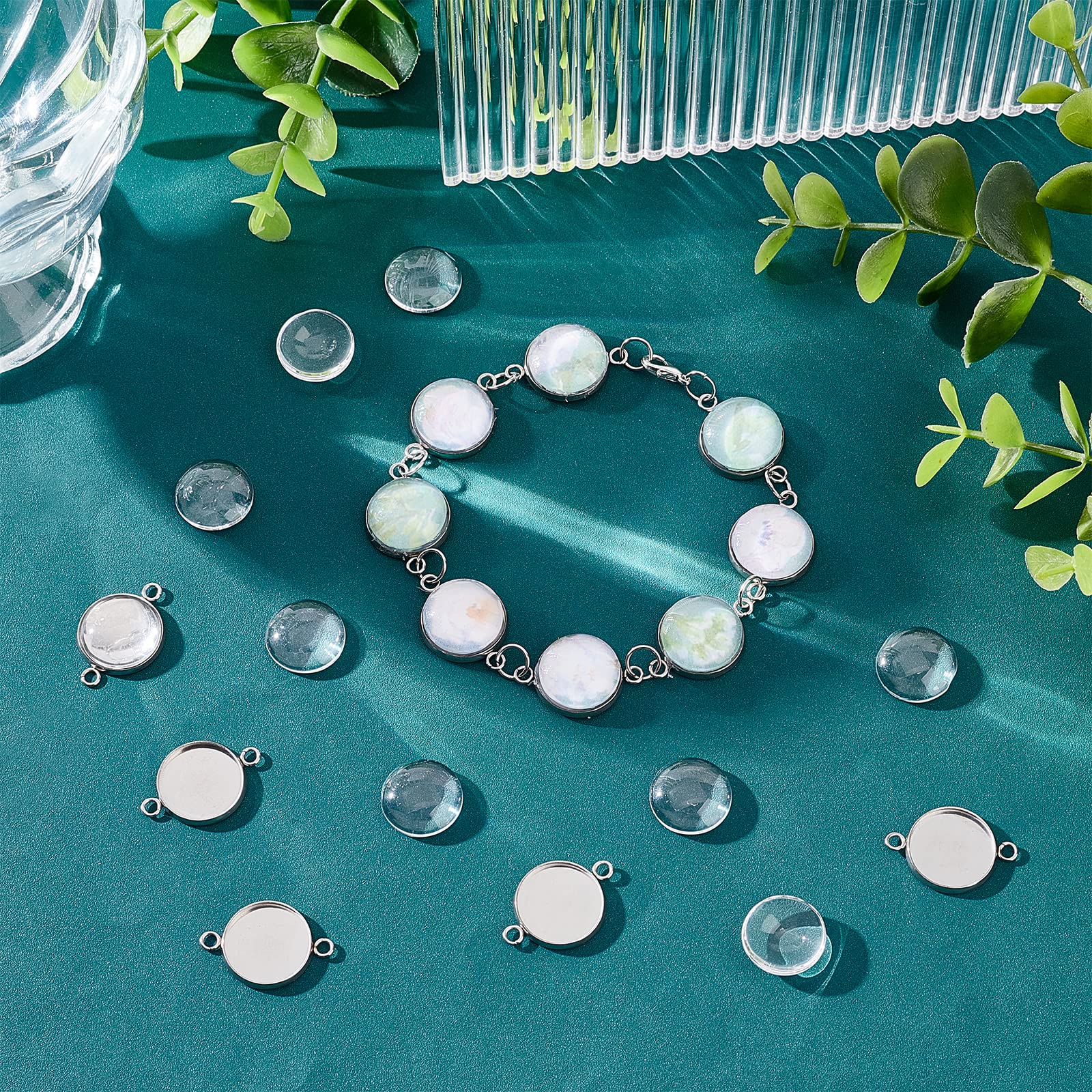 Vintage Parts 4 Montature A Goccia In Acciaio Inox 304 Per Cabochon 14x10 Mm - Base Per Gioielli Fai Da Te, Con Foro 1,5 Mm
